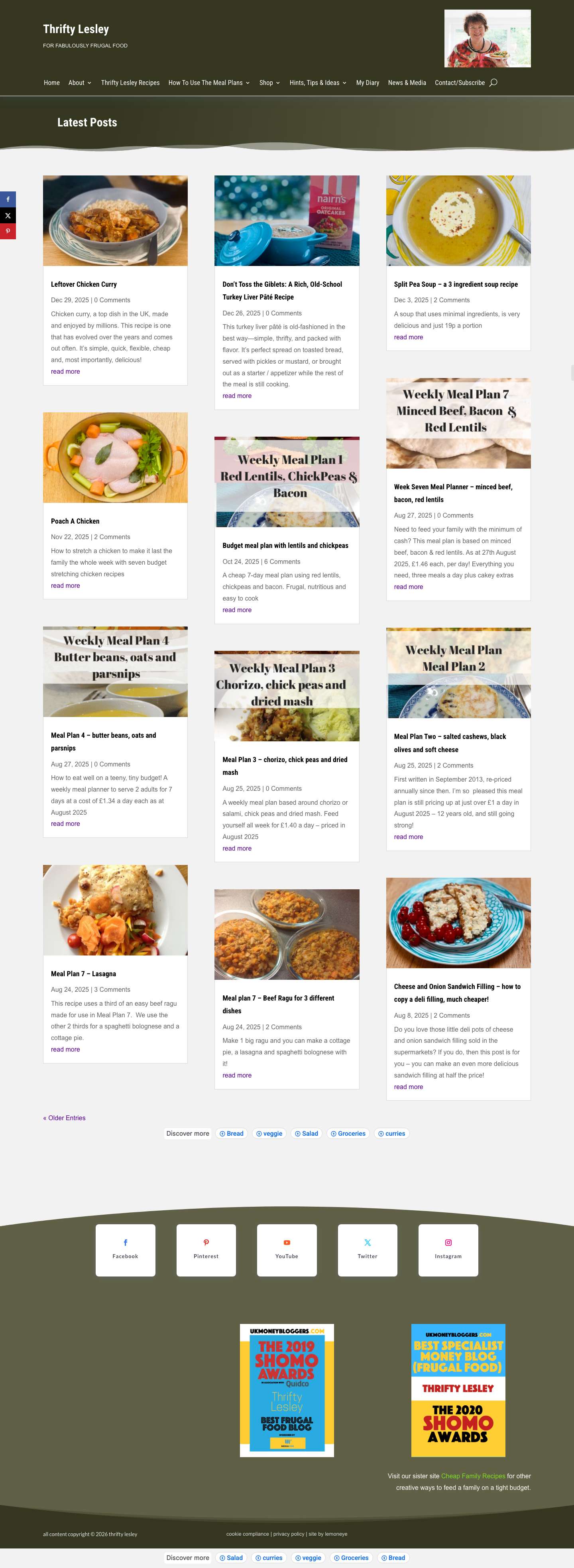 Thrifty Lesley - Cheap, healthy and delicious meals - Full Screenshot