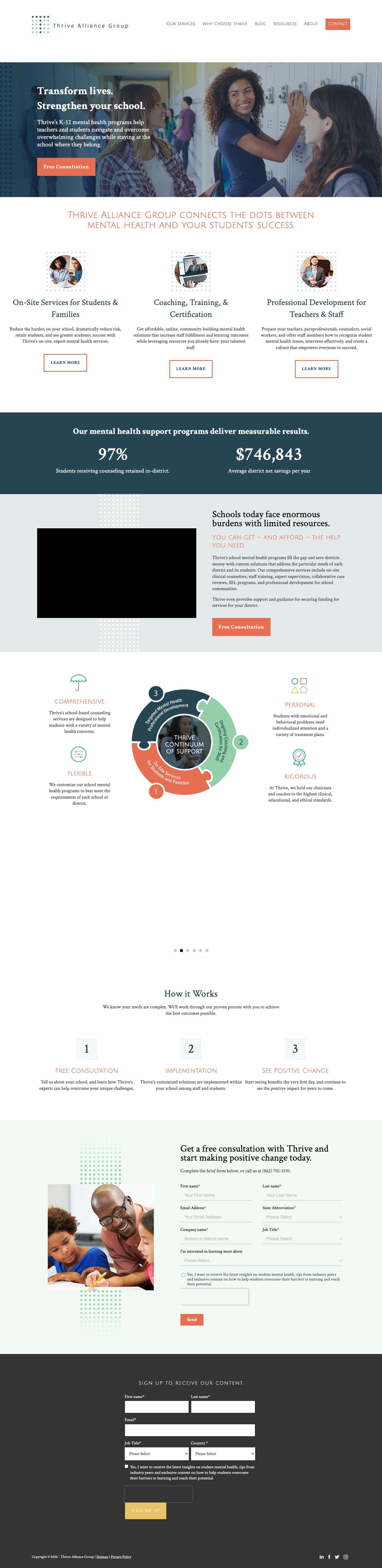 School Mental Health Programs | Thrive Alliance Group - Full Screenshot