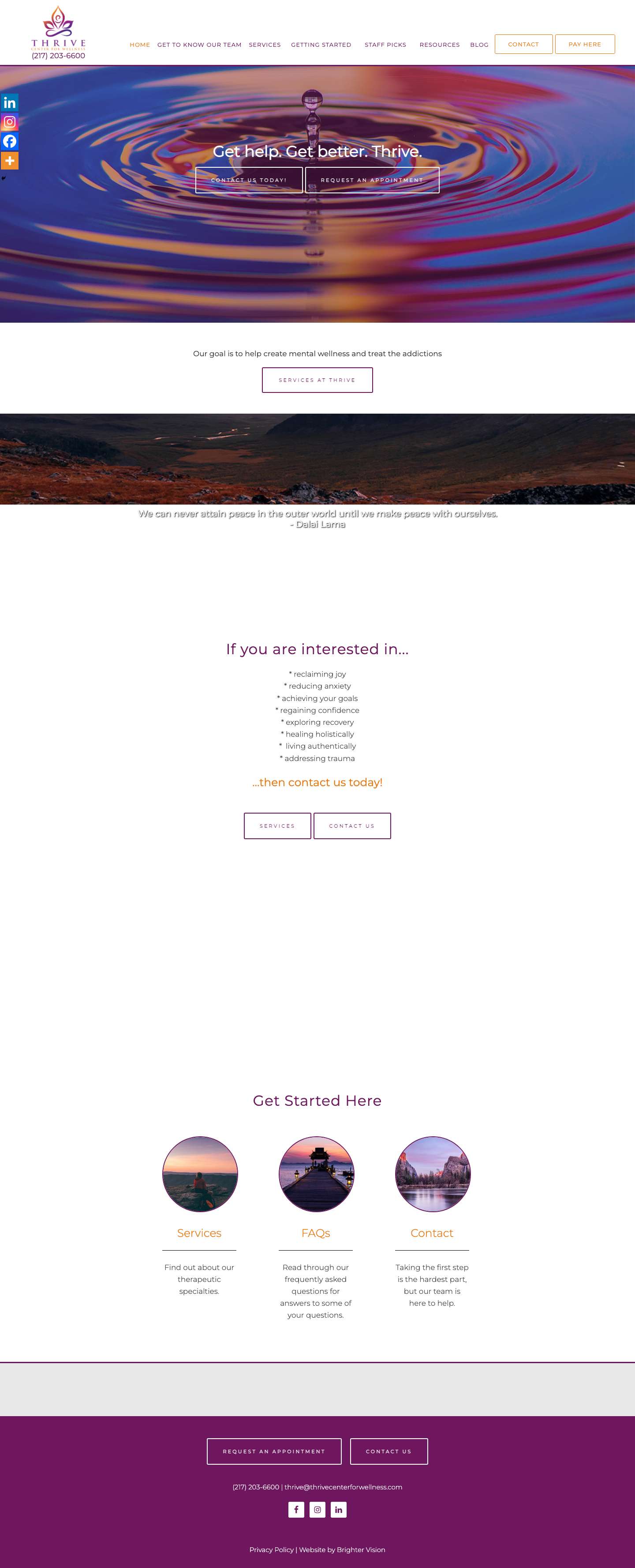 Counseling Services | Thrive Center For Wellness | Springfield, ILFacebookInstagramLinkedIn - Full Screenshot