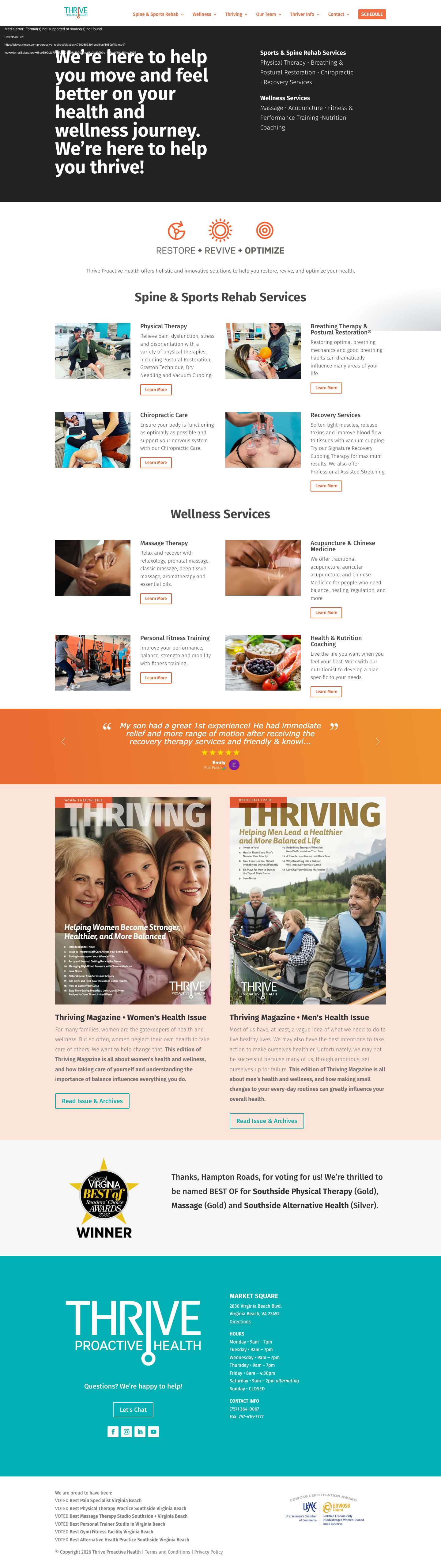 Thrive Proactive Health 🟠 Virginia Beach's Premier Health & Wellness Center - Full Screenshot