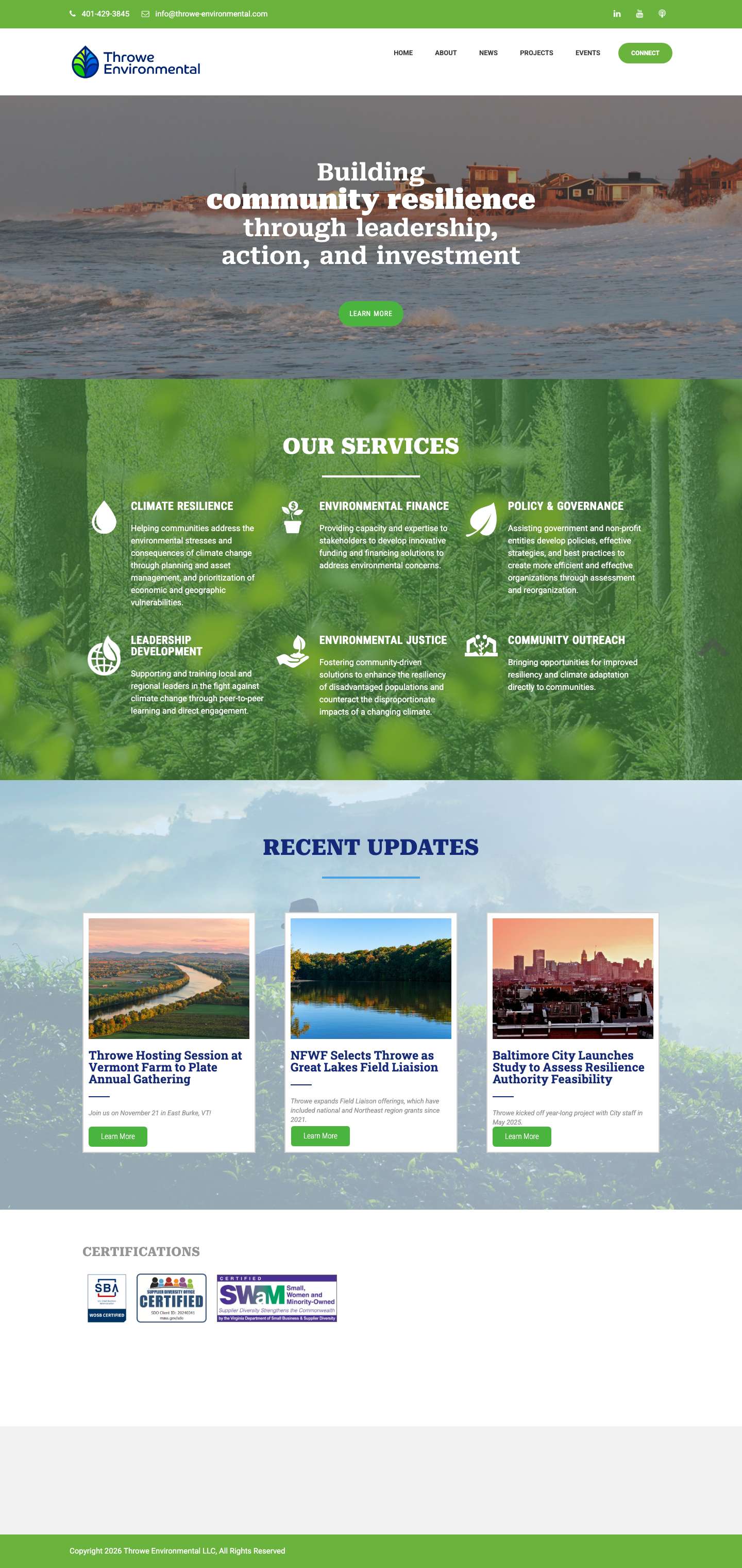 Throwe Environmental – Building community resilience - Full Screenshot