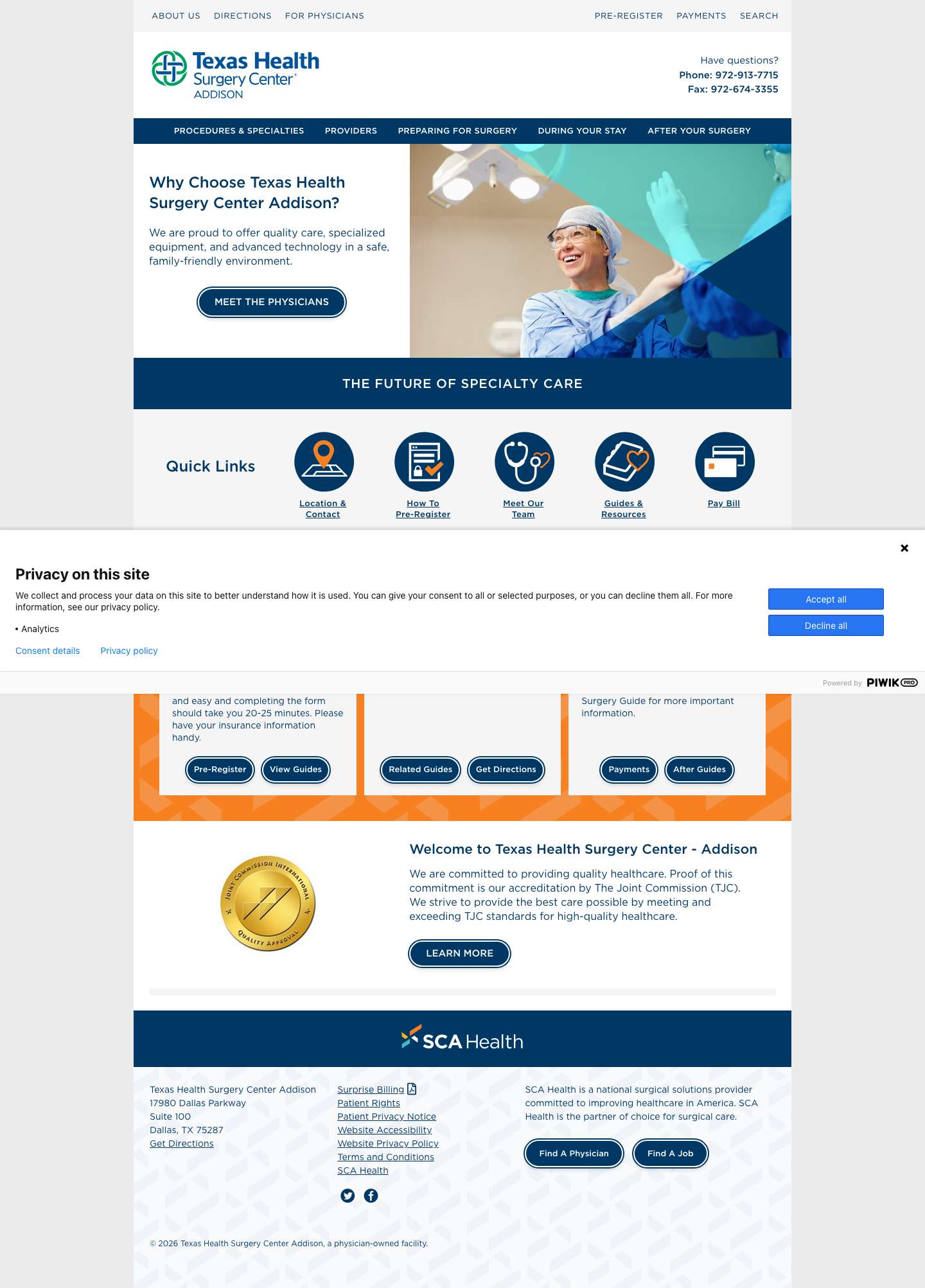 Home - Texas Health Surgery Center Addison - Full Screenshot