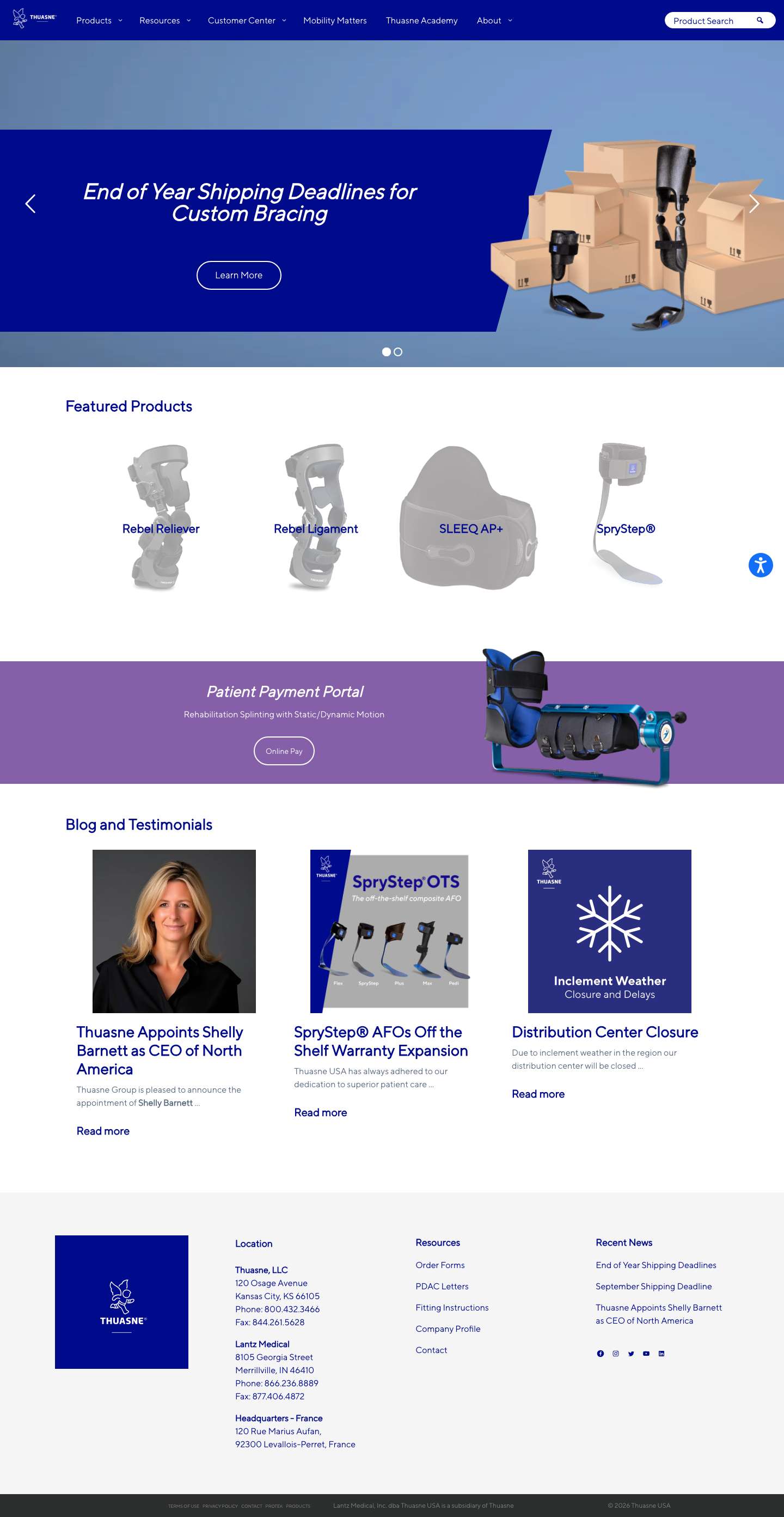 Prescription Braces - Orthosis - Thuasne USA - Full Screenshot
