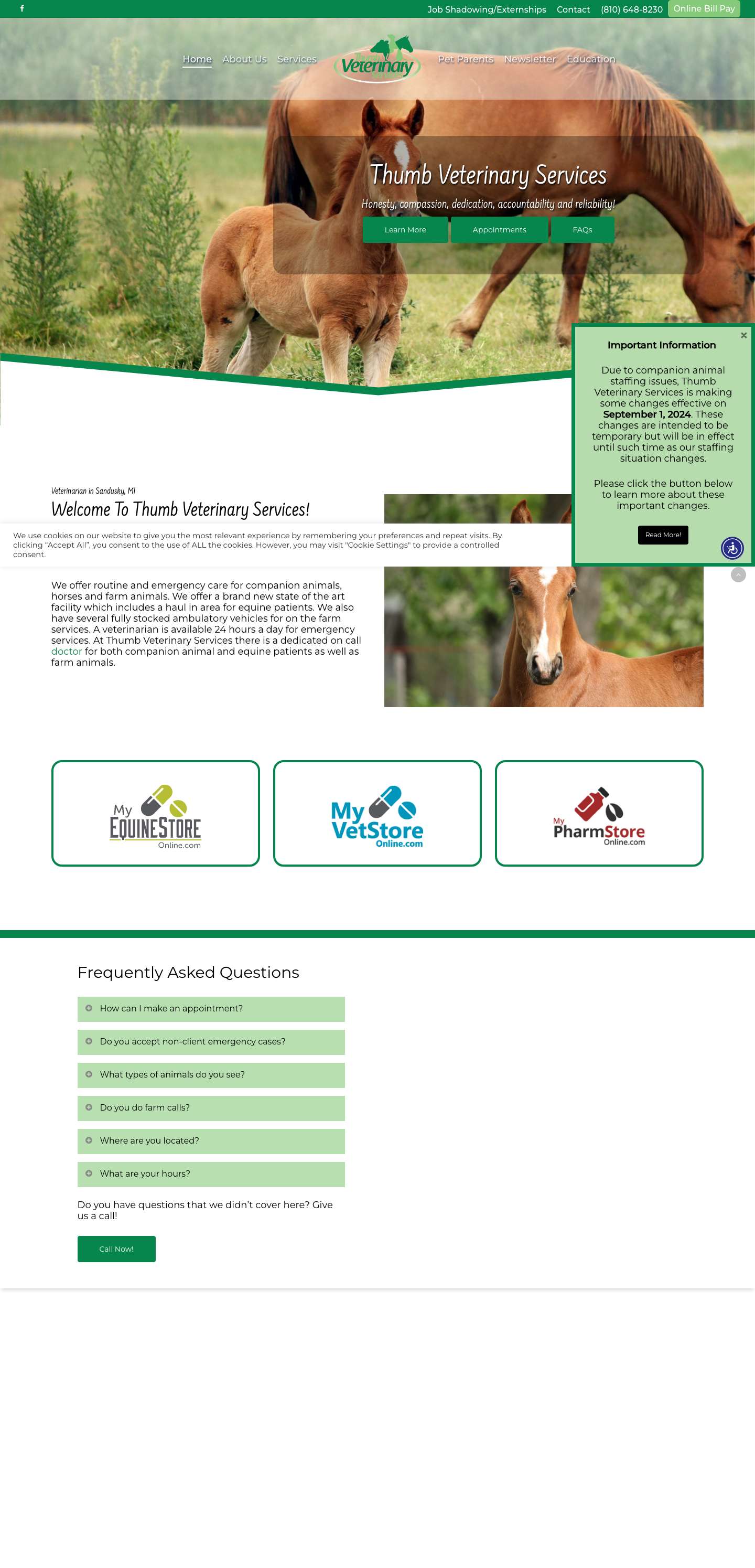 Veterinarian in Sandusky, MI | Equine Vet | Contact Our Animal hospital! - Full Screenshot