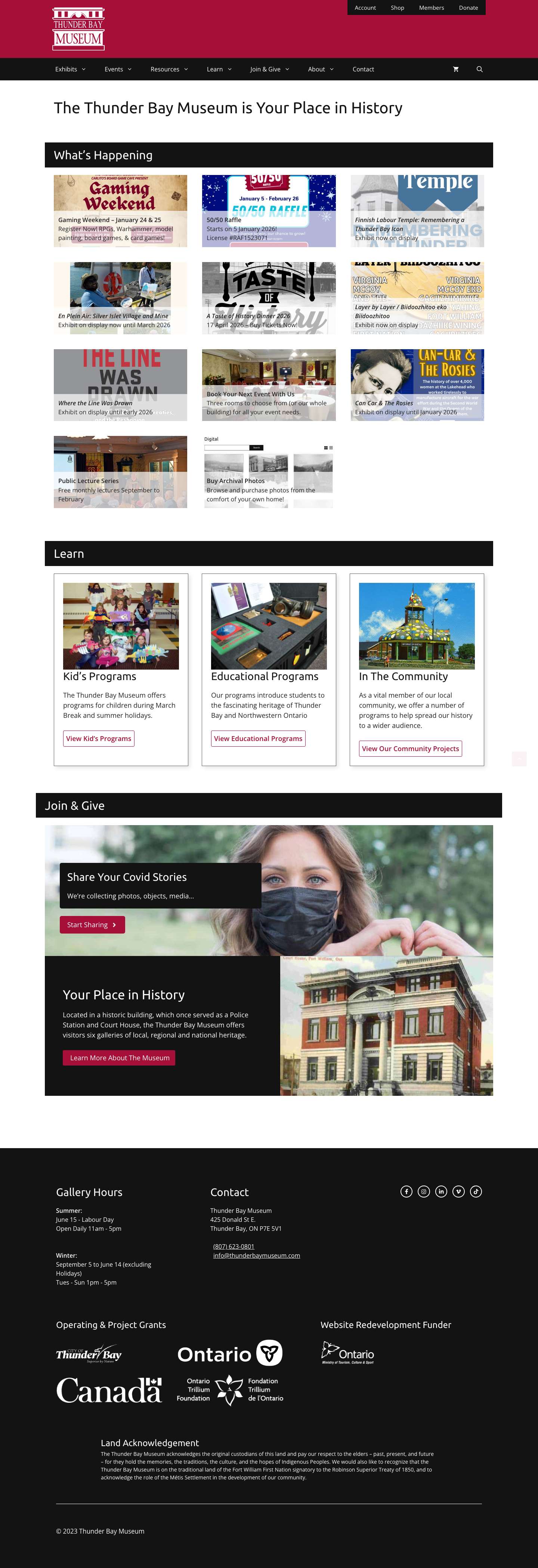 The Thunder Bay Museum is Your Place in History - Full Screenshot