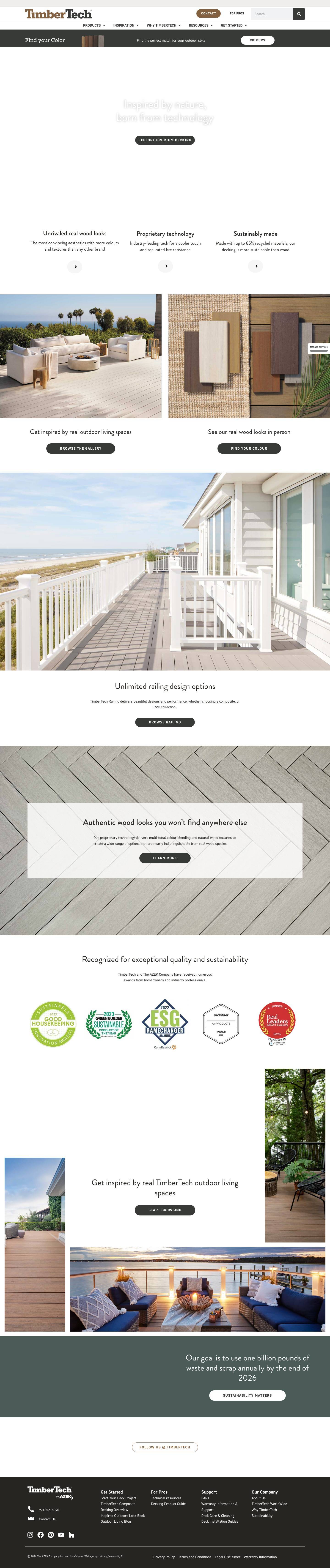 TimberTech | Composite Decking and Outdoor Living Products - Full Screenshot