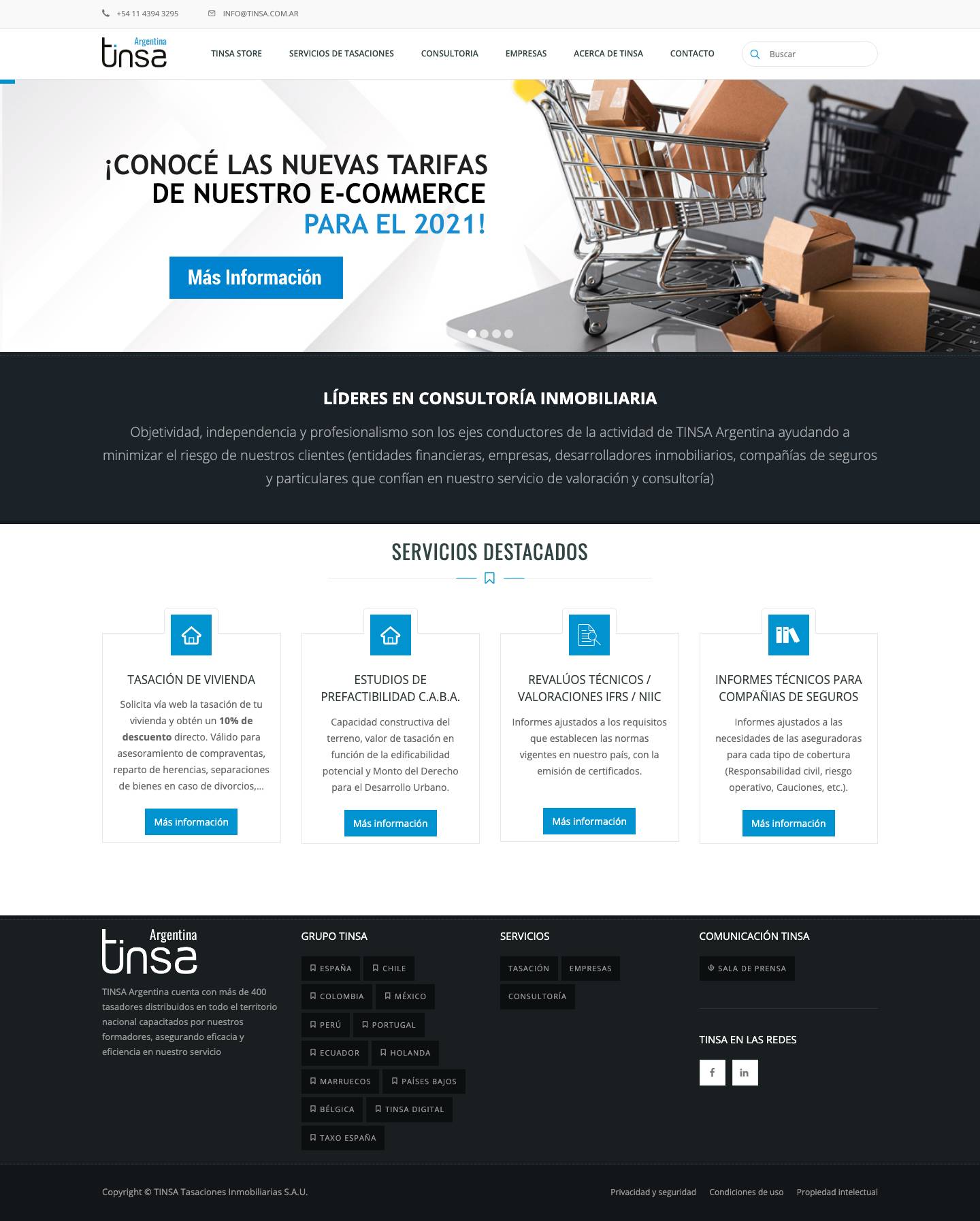 Consultoría inmobiliaria, líderes en valoración y tasación - Tinsa Argentina - Full Screenshot