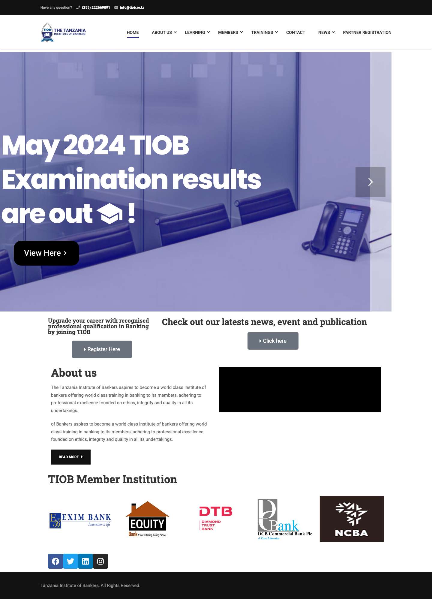 Tanzania Institute of Bankers (TIOB) – Since 1993 - Full Screenshot