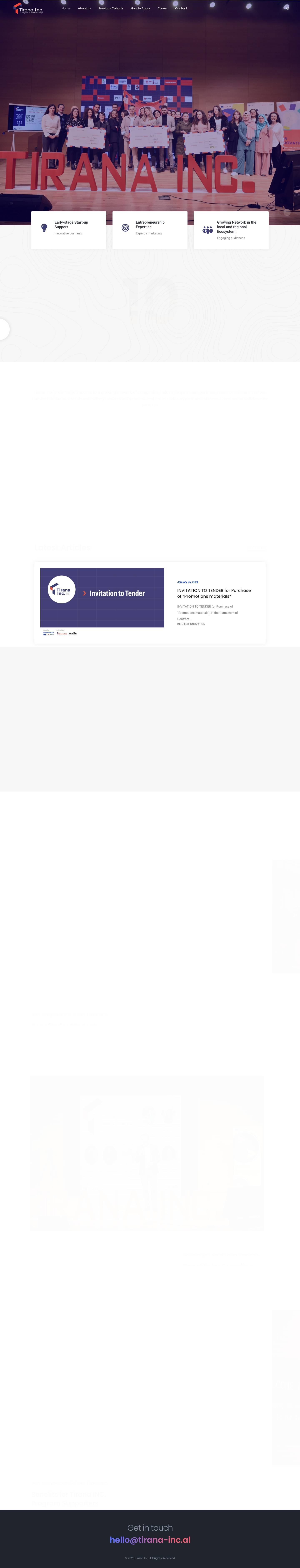 Tirana-Inc. – Incubator Program - Full Screenshot