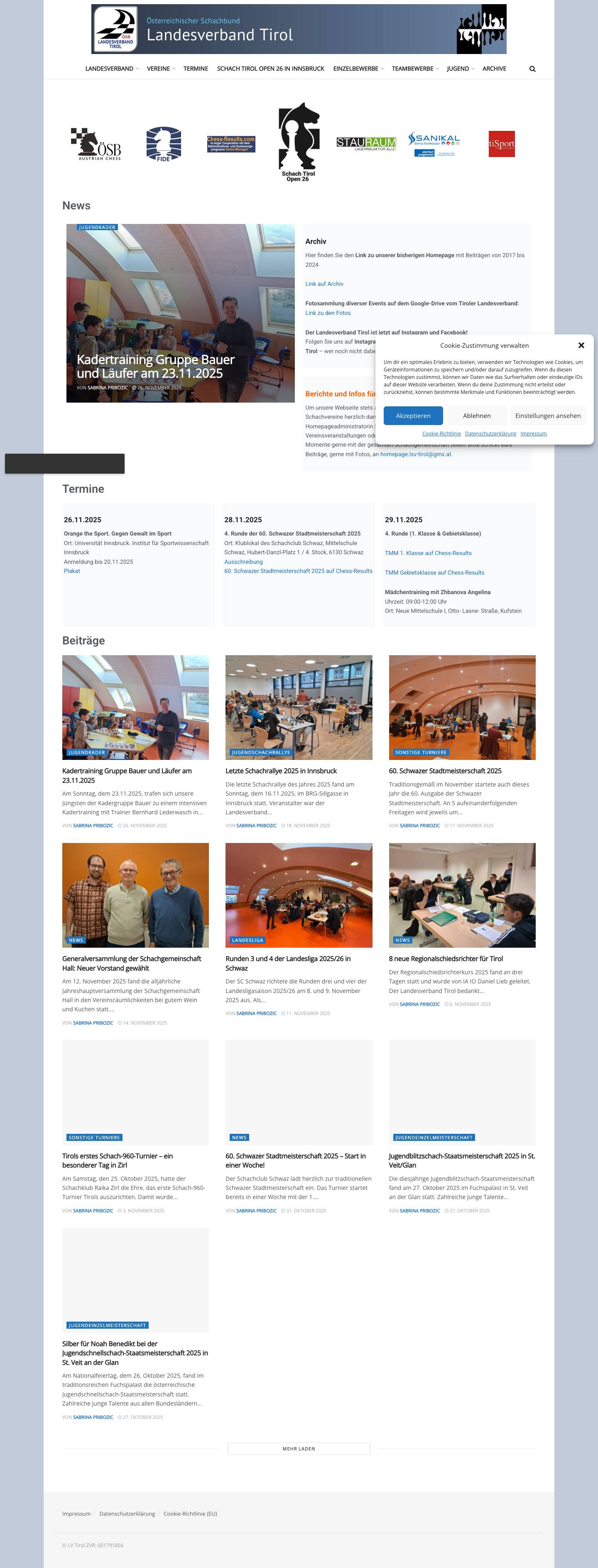 Österreichischer Schachbund Landesverband Tirol - Full Screenshot