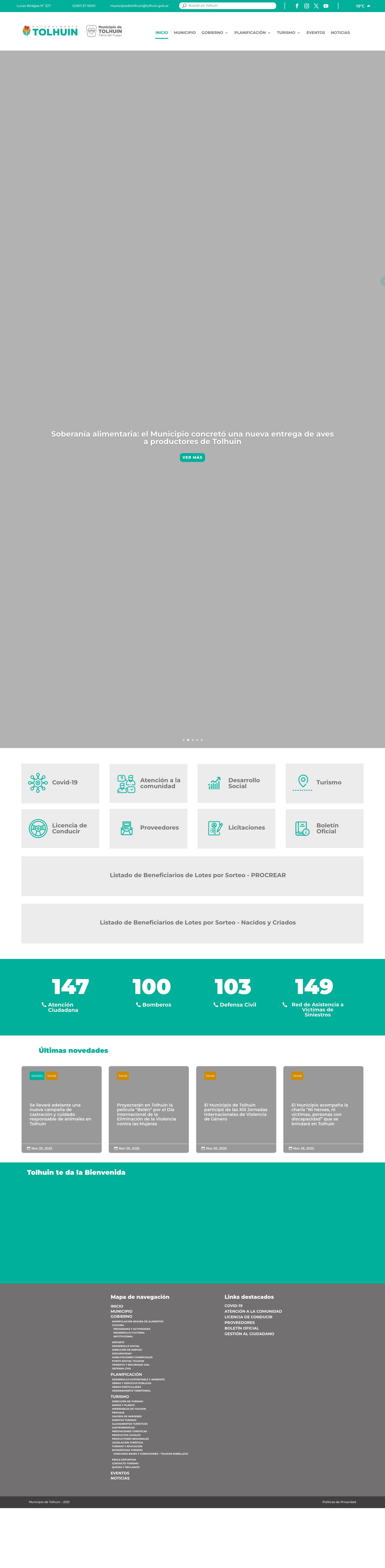 Inicio - Municipio de Tolhuin - Full Screenshot