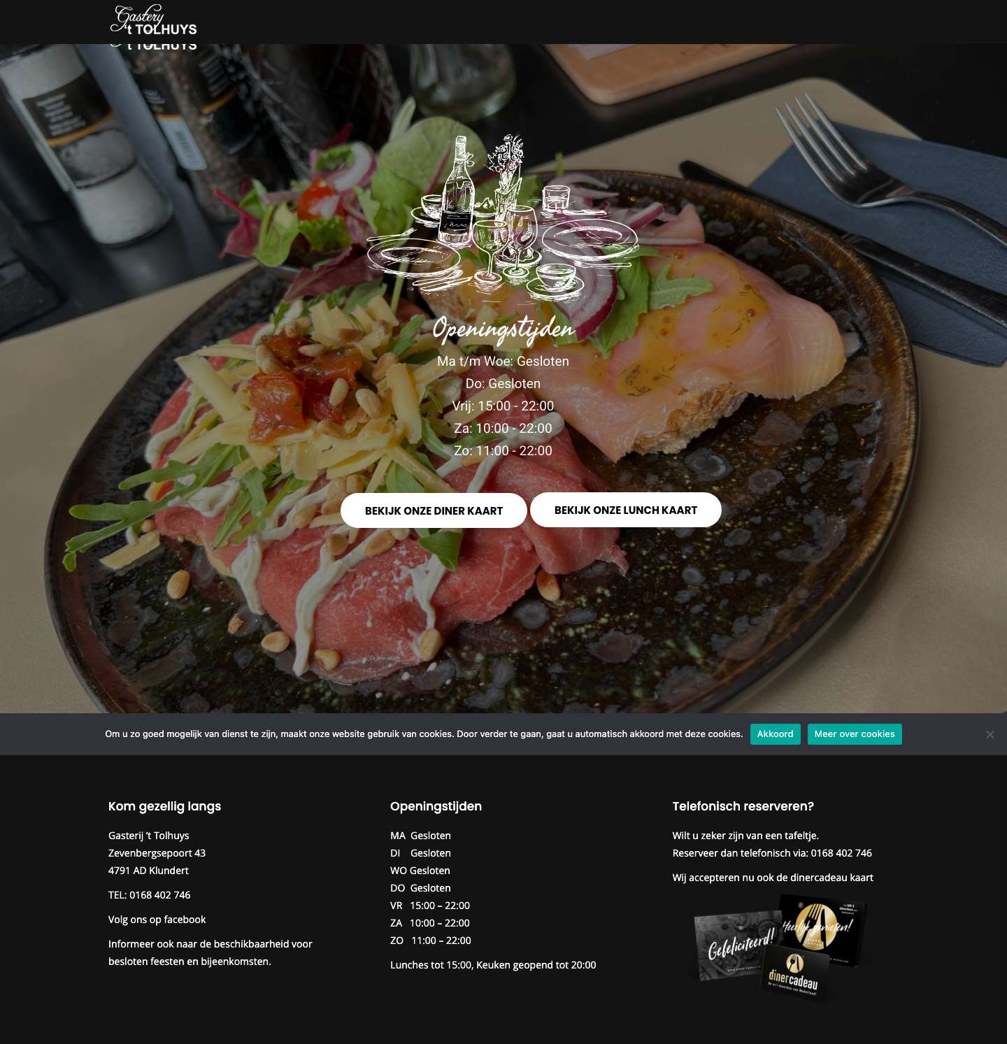 Gasterij 't Tolhuys - Cafe, restaurant, terras en partycentrum in Klundert - Moerdijk - Full Screenshot