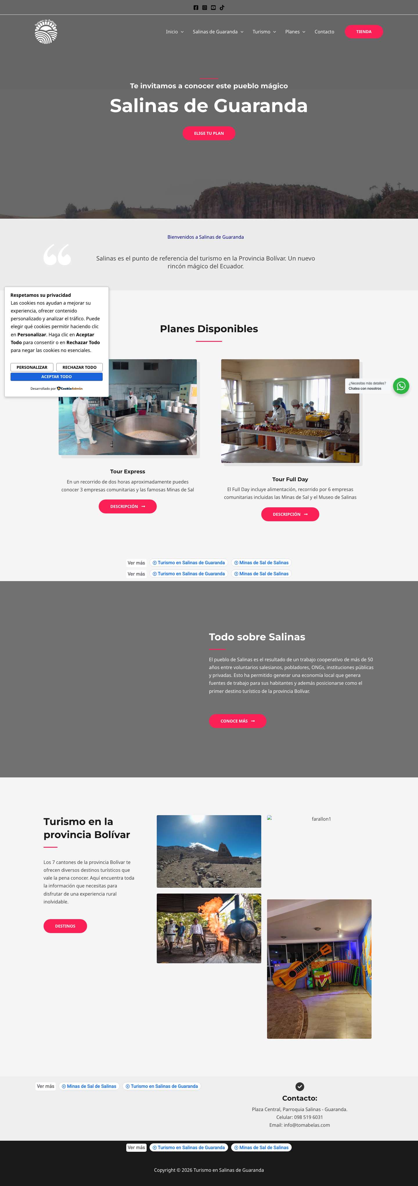 Inicio - Turismo en Salinas de Guaranda - Full Screenshot