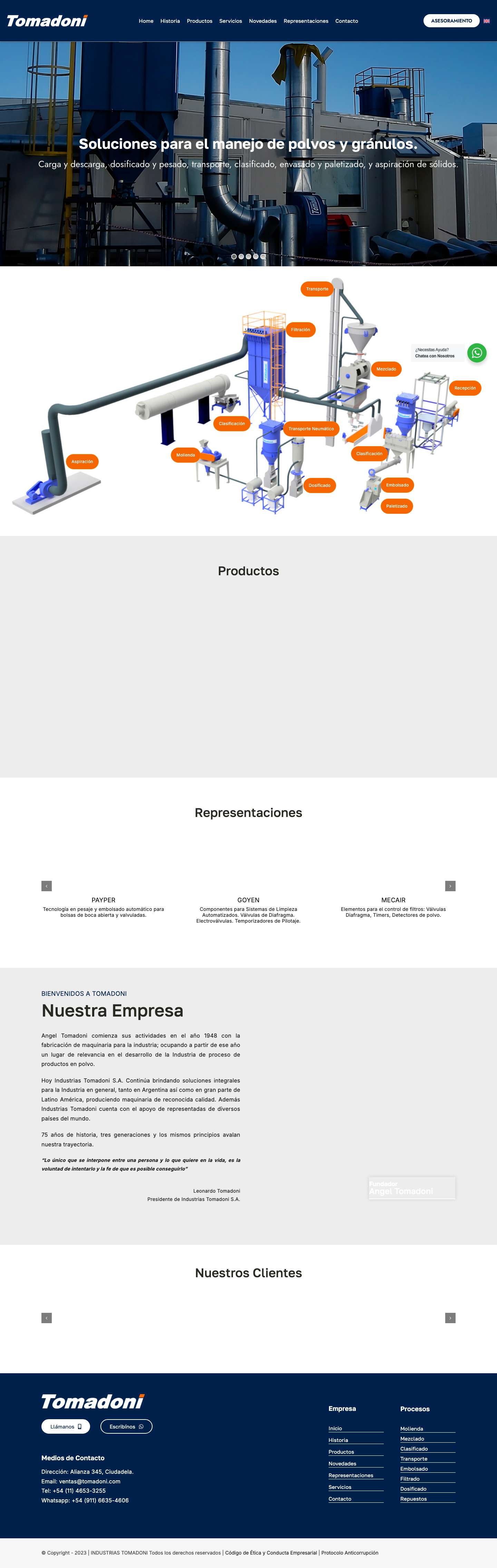 Inicio - Industrias Tomadoni - Full Screenshot