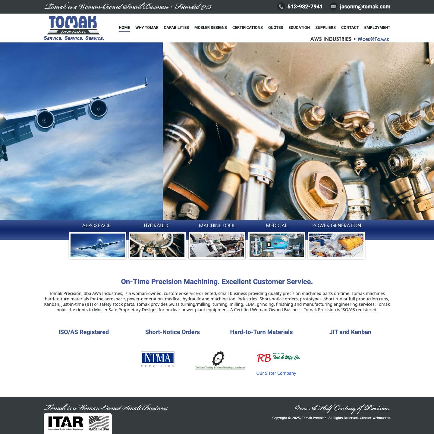 Tomak Precision | On-Time Precision Machining - Full Screenshot