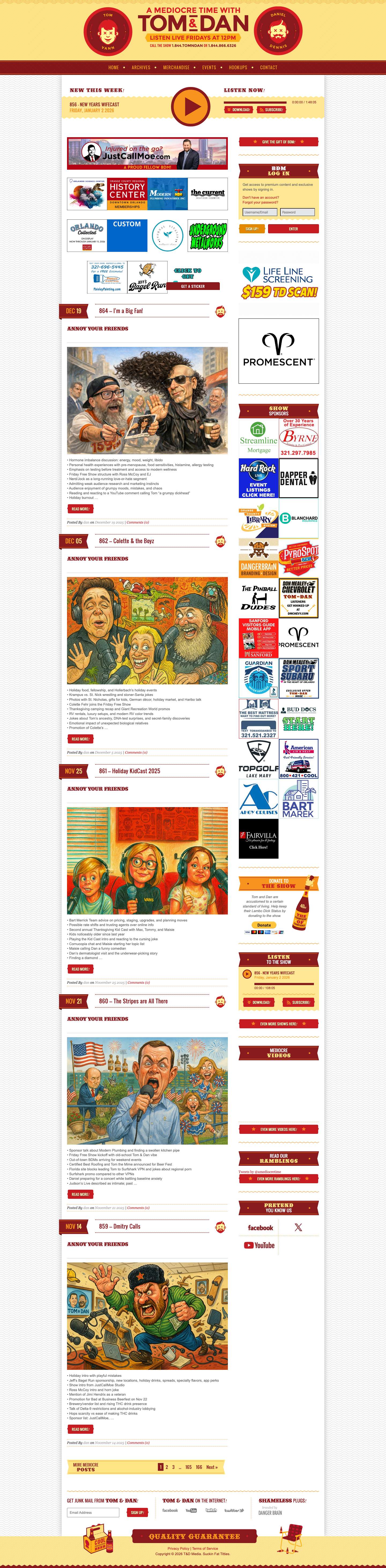 A Mediocre Time with Tom and Dan | The Official Site of the Tom and Dan Show - Full Screenshot