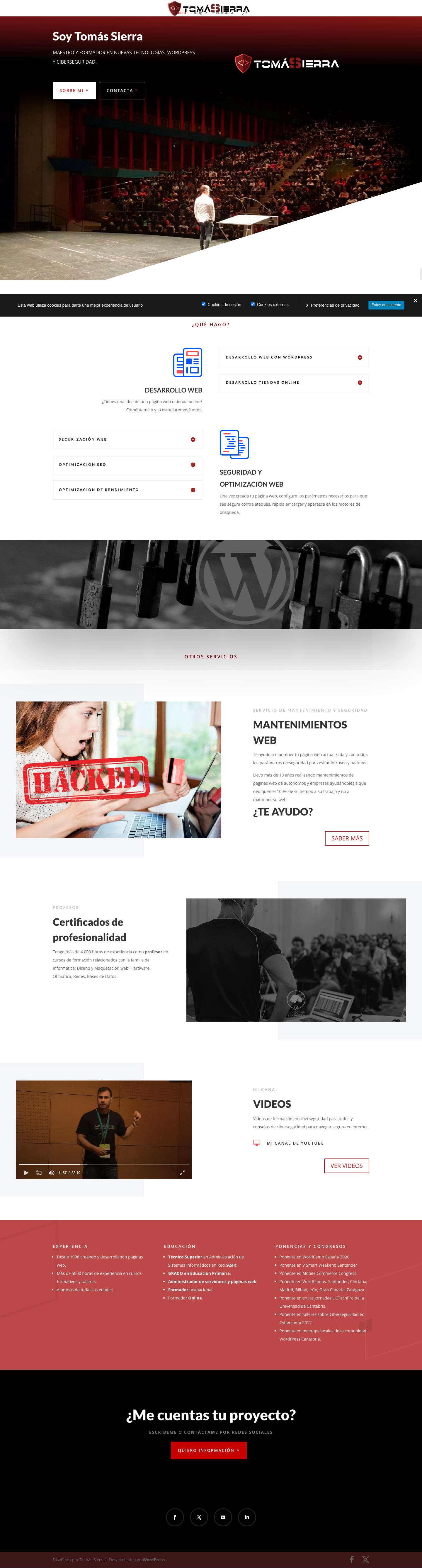 Tomás Sierra - Ciberseguridad y Wordpress - Tomás Sierra - Full Screenshot
