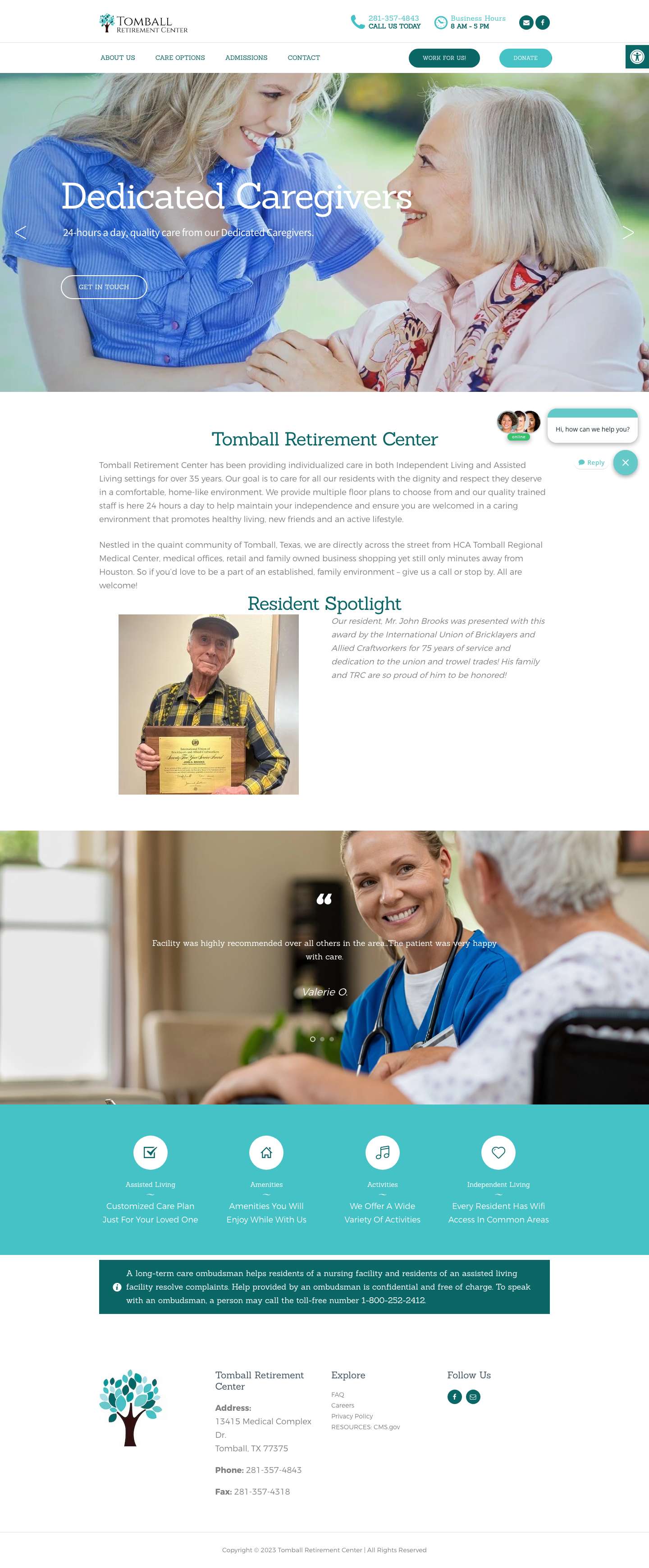 Home - Tomball Retirement Center - Full Screenshot