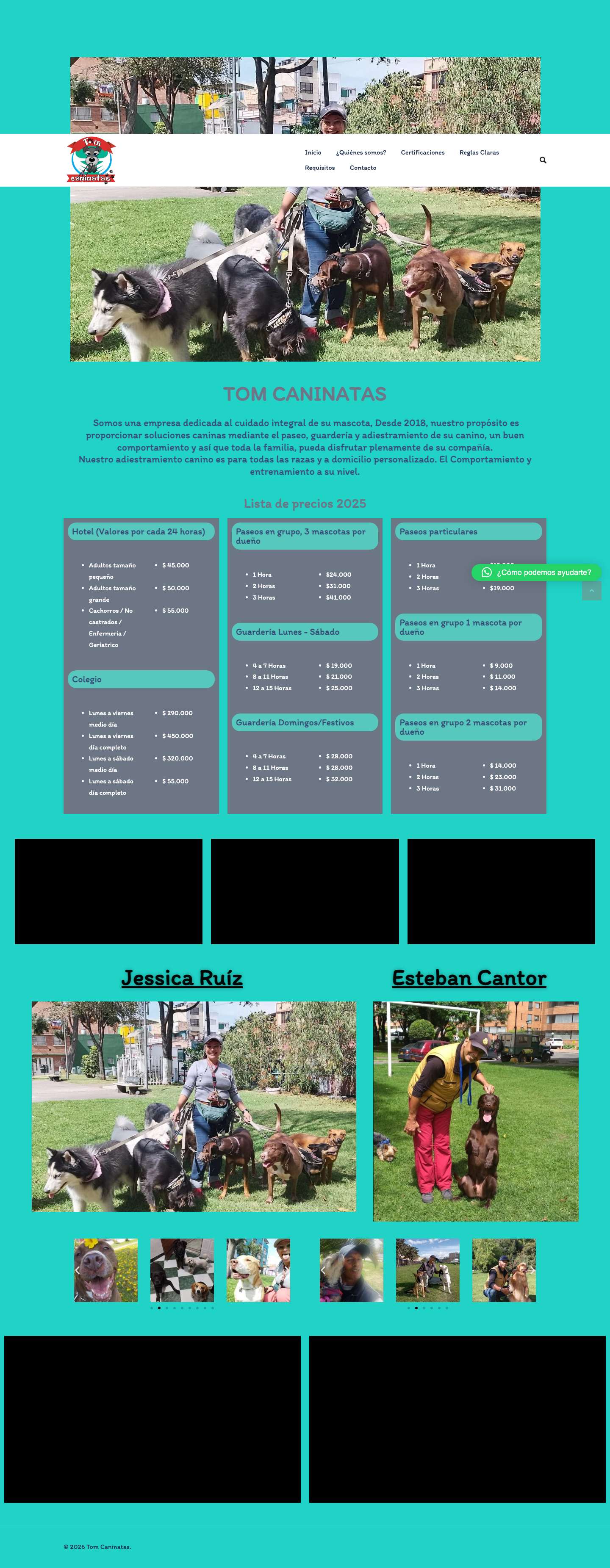 Tom Caninatas – Guardería, Colegio, Paseos, Adiestramiento y Comportamiento Canino - Full Screenshot