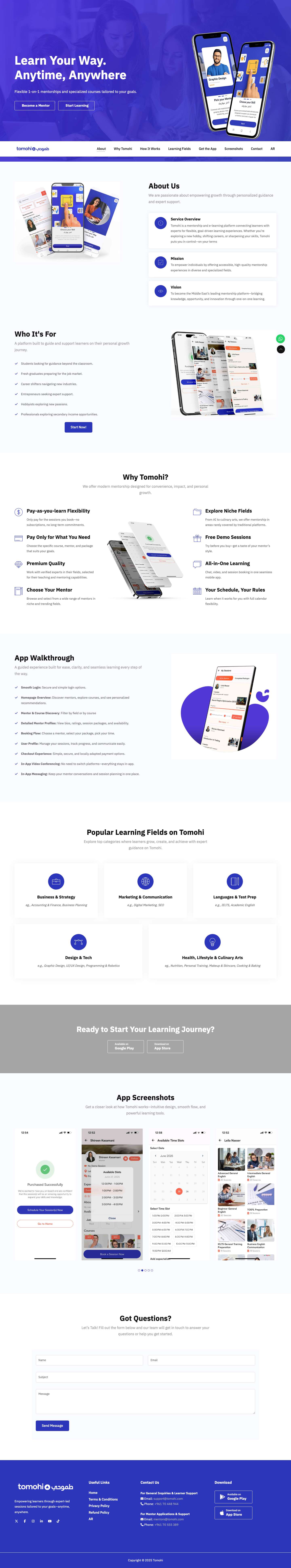 Tomohi E-Learning Platform - Full Screenshot