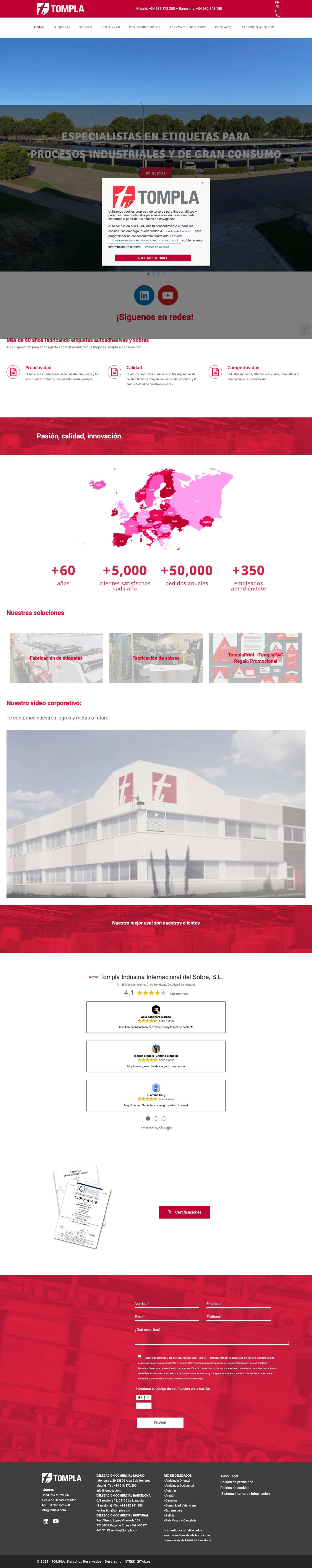 Tompla; Fabrica de etiquetas y sobres ✉️ - Full Screenshot