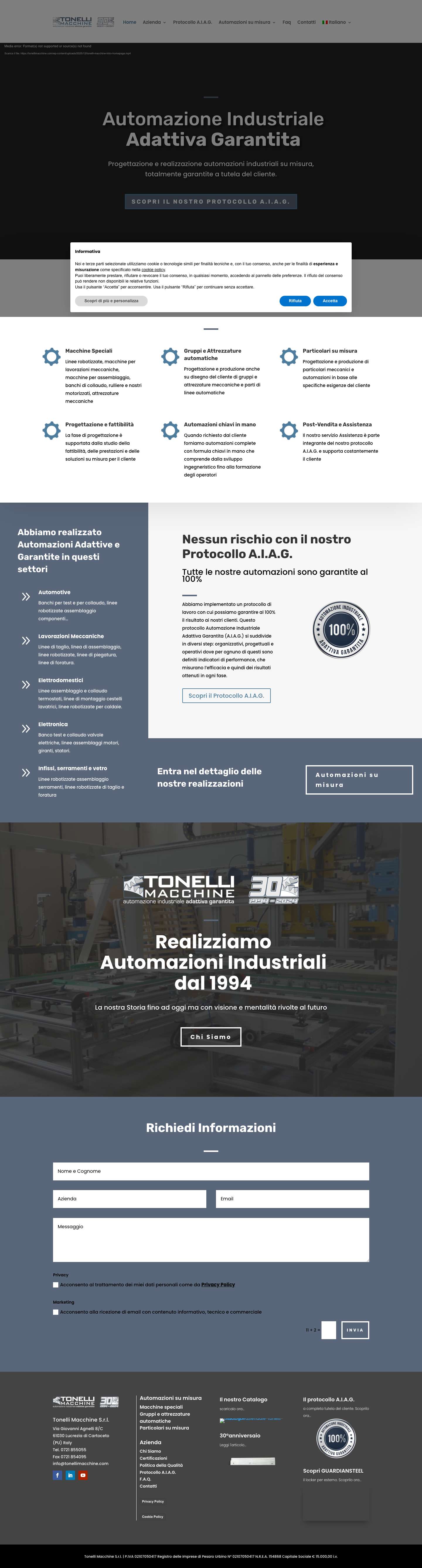 Tonelli macchine - Automazione Industriale Adattiva Garantita - Full Screenshot