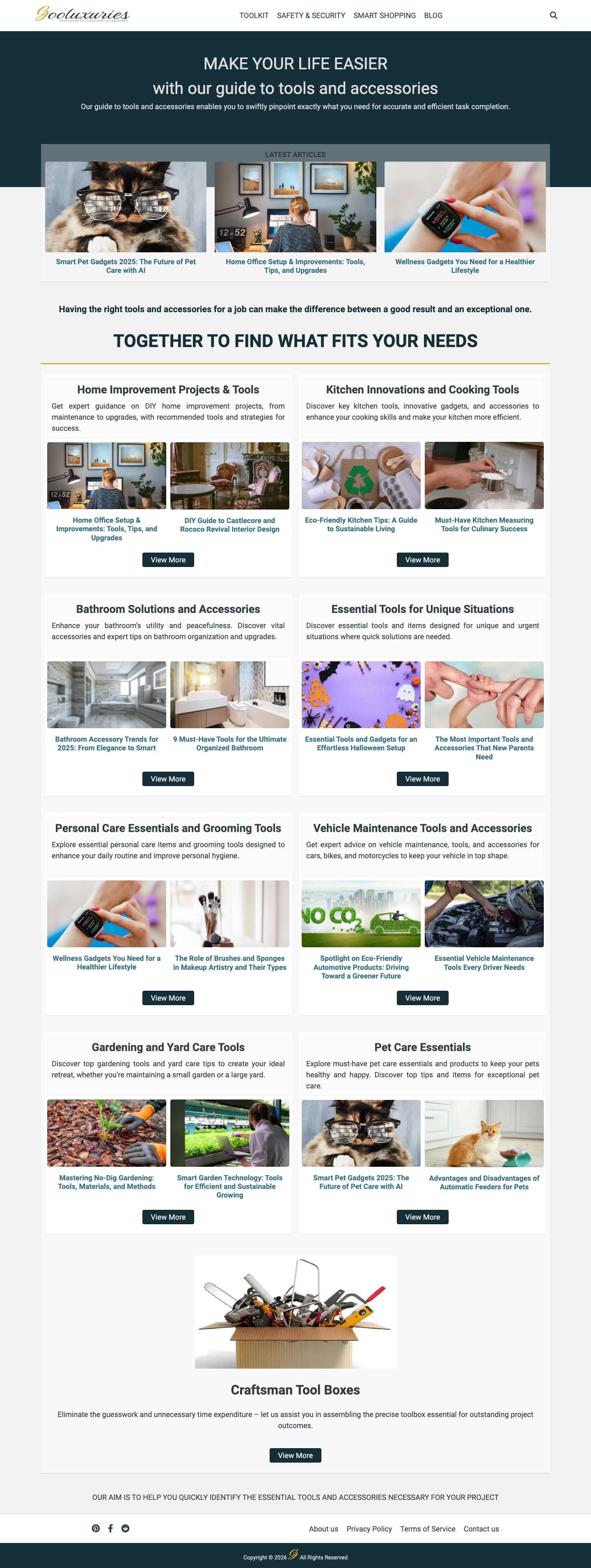 Tooluxuries – Guide for Tools and Accessories - Full Screenshot