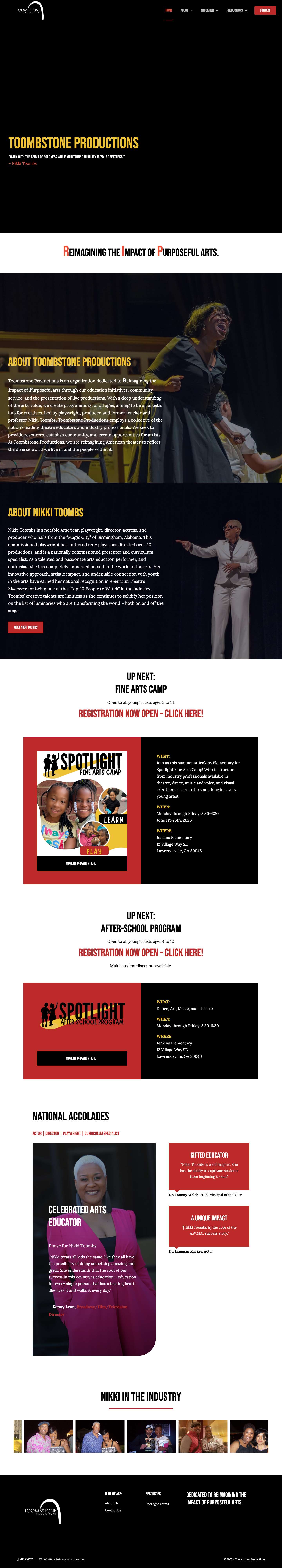 Toombstone Productions – NIKKI TOOMBS | ACTOR | DIRECTOR | PLAYWRIGHT | CURRICULUM SPECIALIST - Full Screenshot