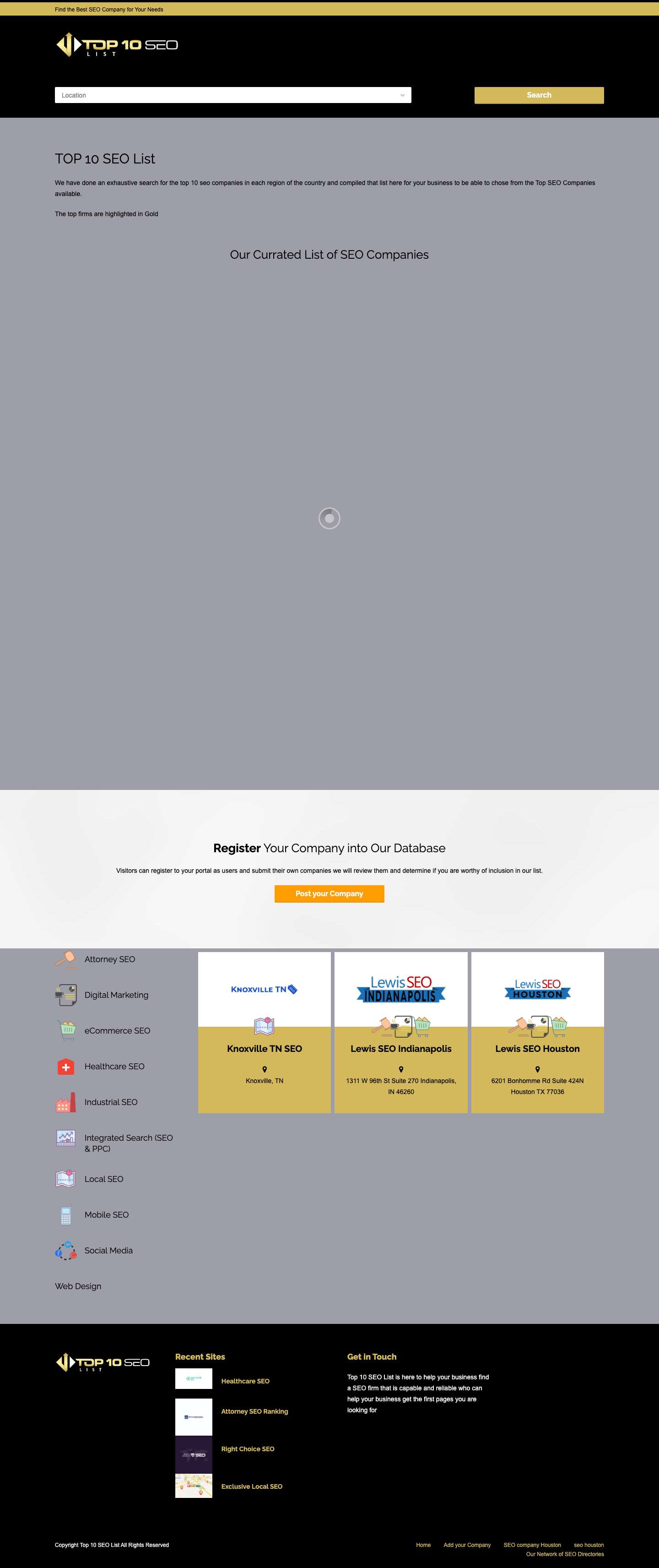 Top 10 SEO List - Full Screenshot