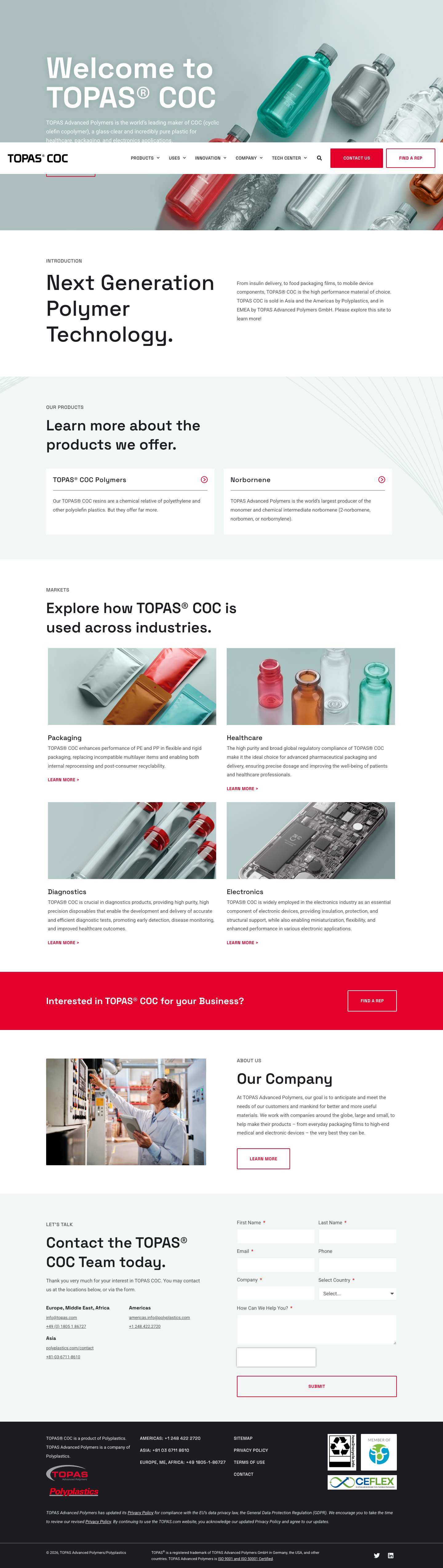 TOPAS Advanced COC Polymers | TOPAS - Full Screenshot