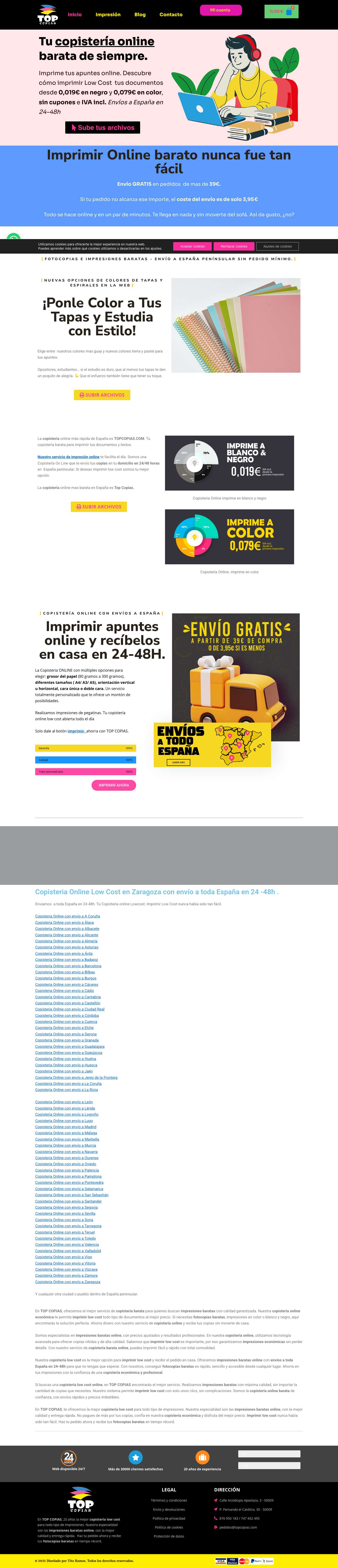 Copistería Online TOPCOPIAS- Fotocopias Baratas - Imprimir Apuntes 24hWhatsApp - Full Screenshot