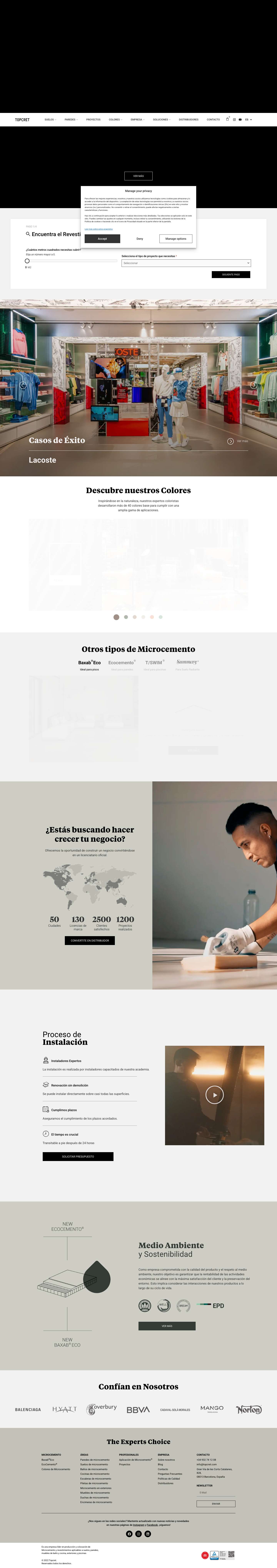 Topcret Fabricantes y Distribuidores de Microcemento en España - Full Screenshot