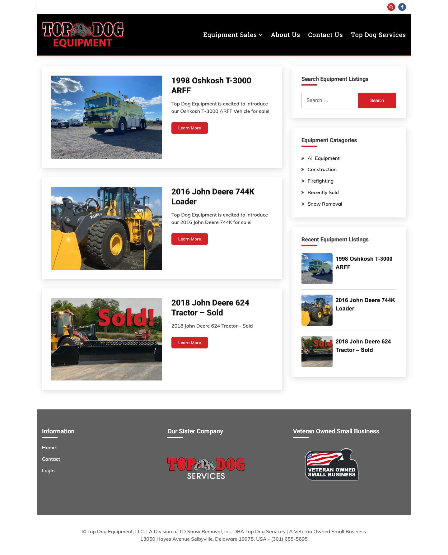 Top Dog Equipment, LLC. - Heavy Equipment and Machinery Sales, Leasing, Acquisition and Brokerage Company - Full Screenshot