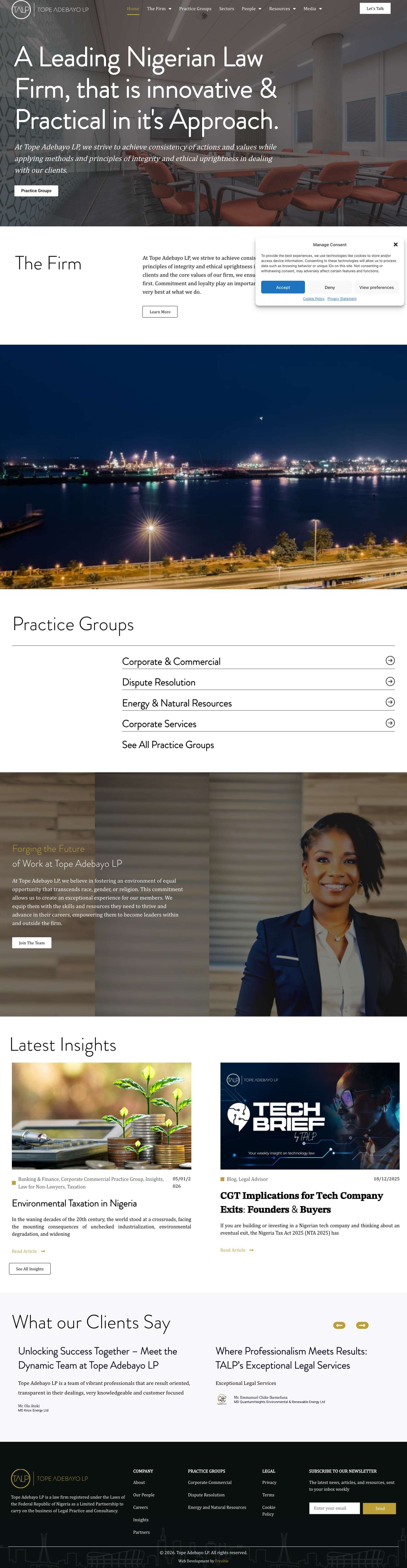 Tope Adebayo LP - An Innovative Law Firm, Practical in our Approach - Full Screenshot