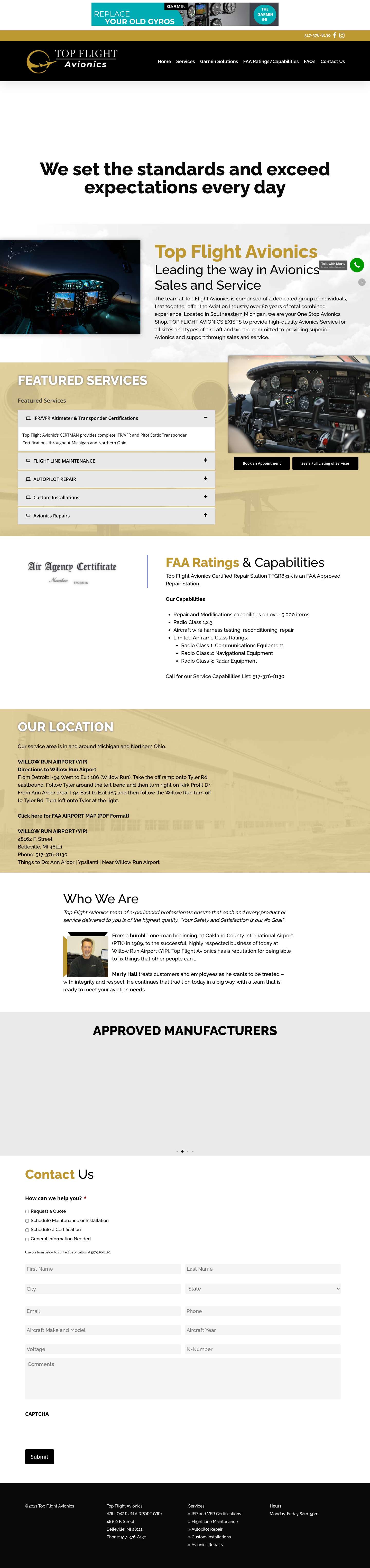 Top Flight Avionics | Leading the way in Avionics Sales and Service - Full Screenshot