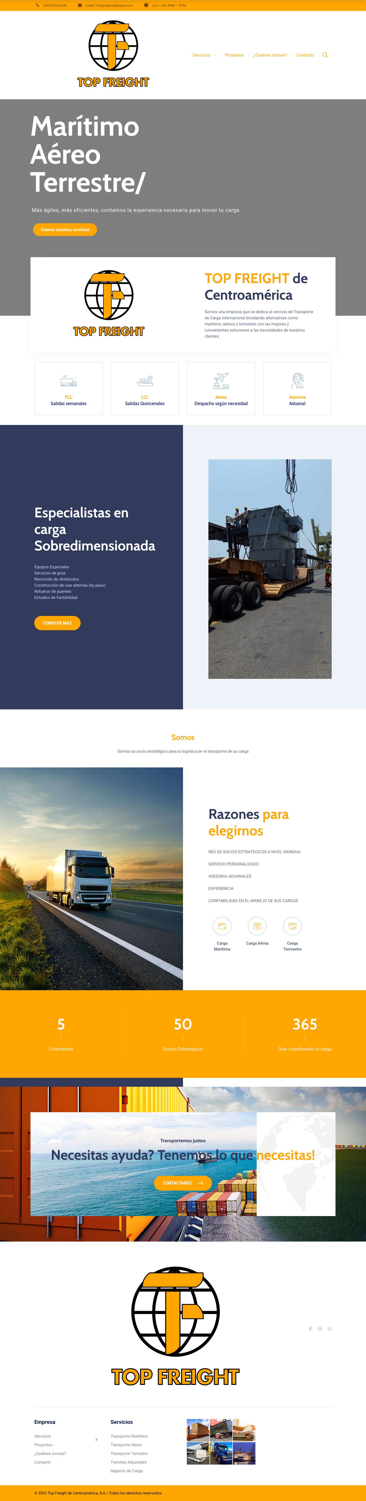 Top Freight de Centroamérica – Transporte Maritimo, Aéreo y Terrestre - Full Screenshot