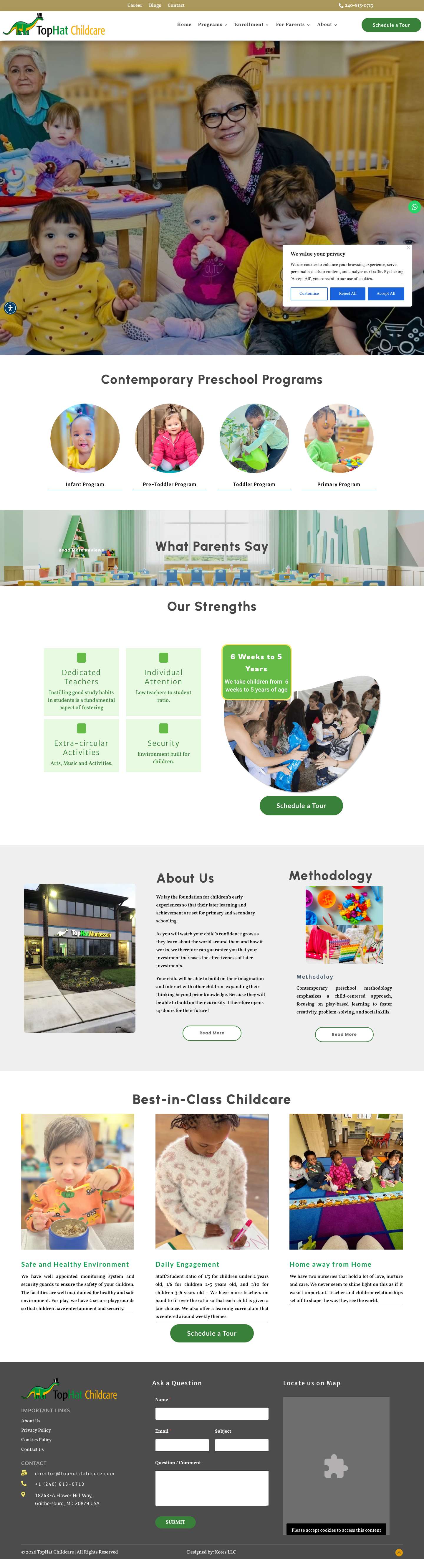 Preschool | Daycare | Tophat Childcare - Operated since 2012 | Growing and Thriving Brightly - Full Screenshot