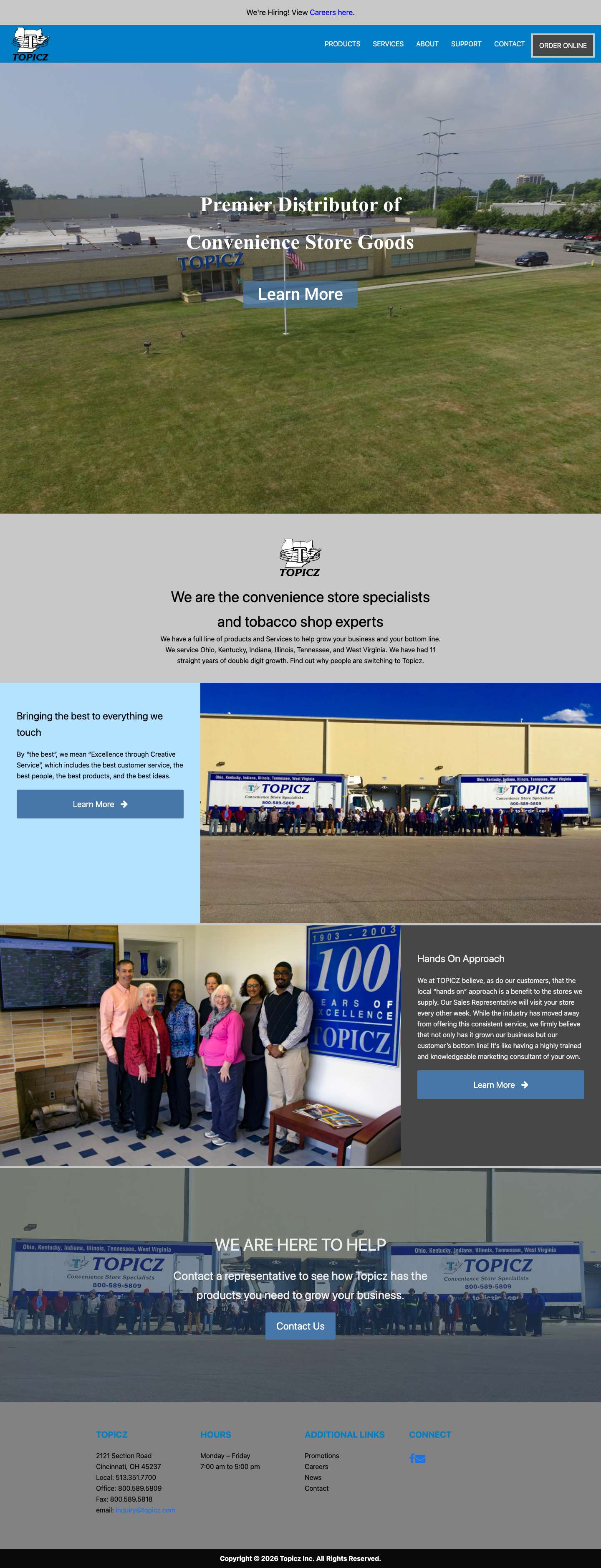 Premier Distributor of Convenience Store Goods | Topicz - Full Screenshot