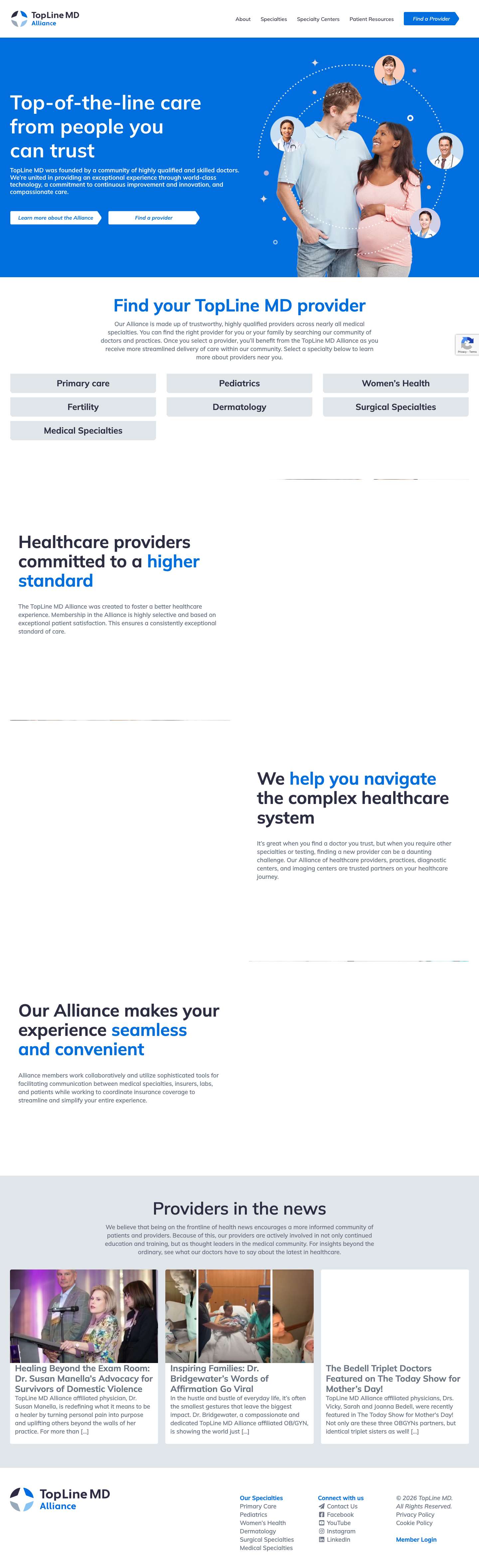 TopLine MD | Top-Quality Doctors and Medical Centers - Full Screenshot