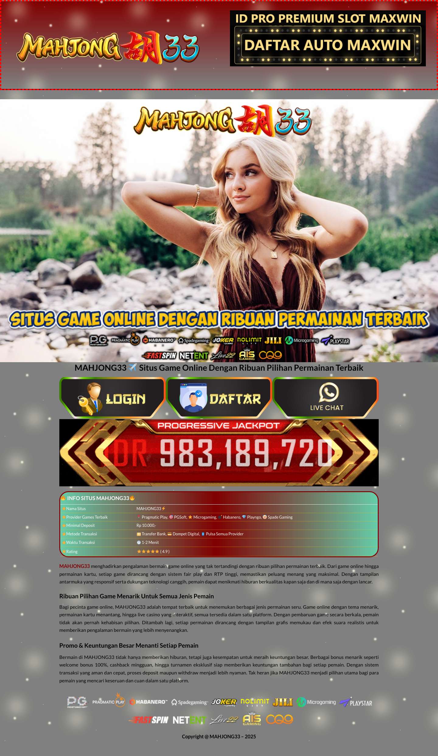 MAHJONG33 ✈️ Situs Game Online Dengan Ribuan Pilihan Permainan Terbaik - Full Screenshot