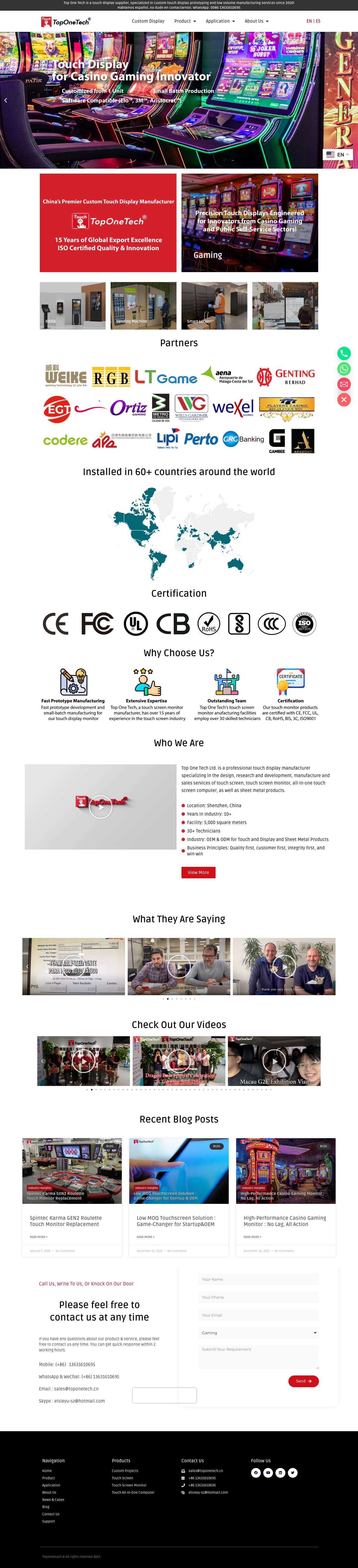 Top One Touch - China's Premier Custom Touch Display Manufacturer - Full Screenshot