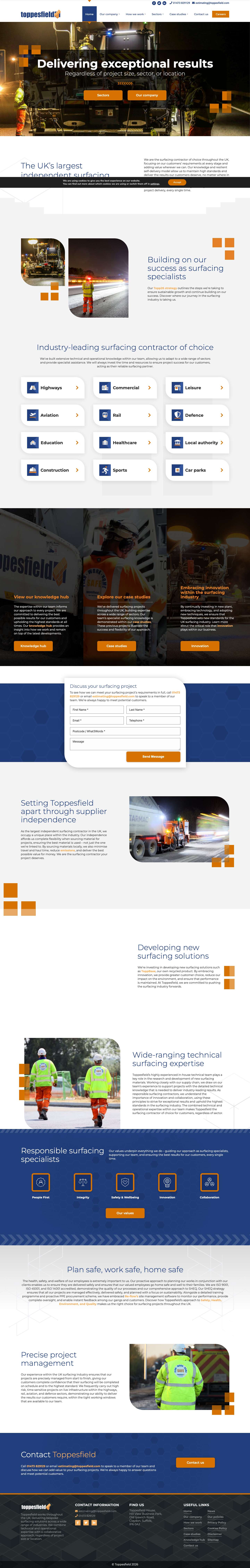 Independent surfacing contractor | Toppesfield - Full Screenshot