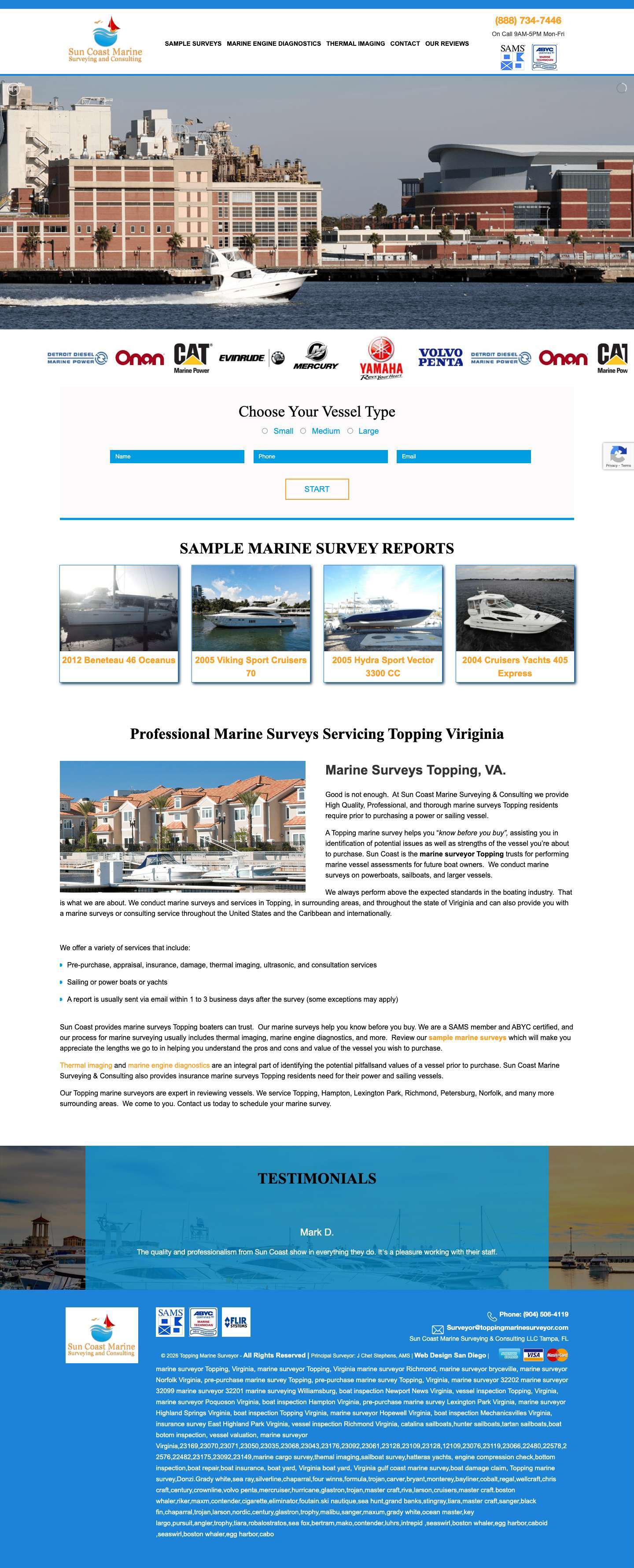 Marine Surveyors Topping, VA - Sun Coast Boat Inspection - Full Screenshot