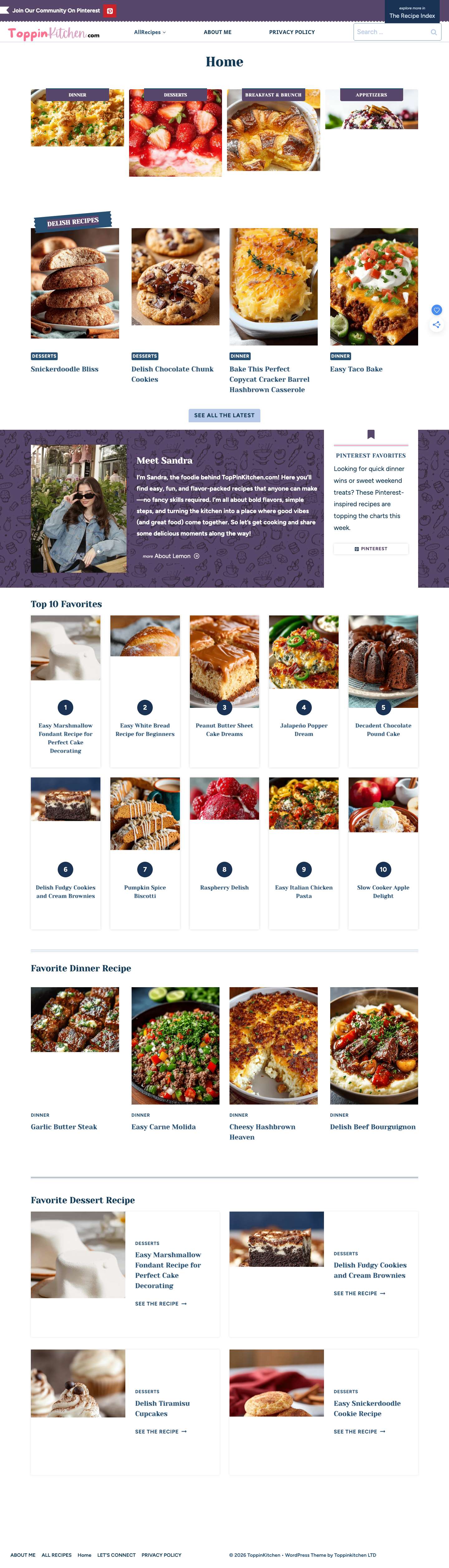 Home - Quick And Easy Dinner Recipes That Save The Day - ToppinKitchenPinterestExpandSearchPinterestToggle MenuContinueContinueContinueContinueExpand - Full Screenshot