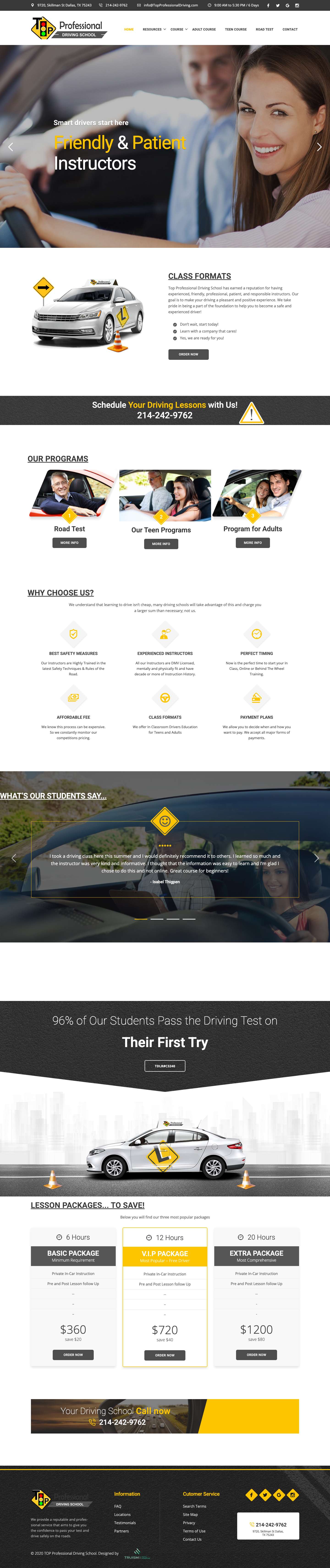 Home - Top Professional Driving - Full Screenshot