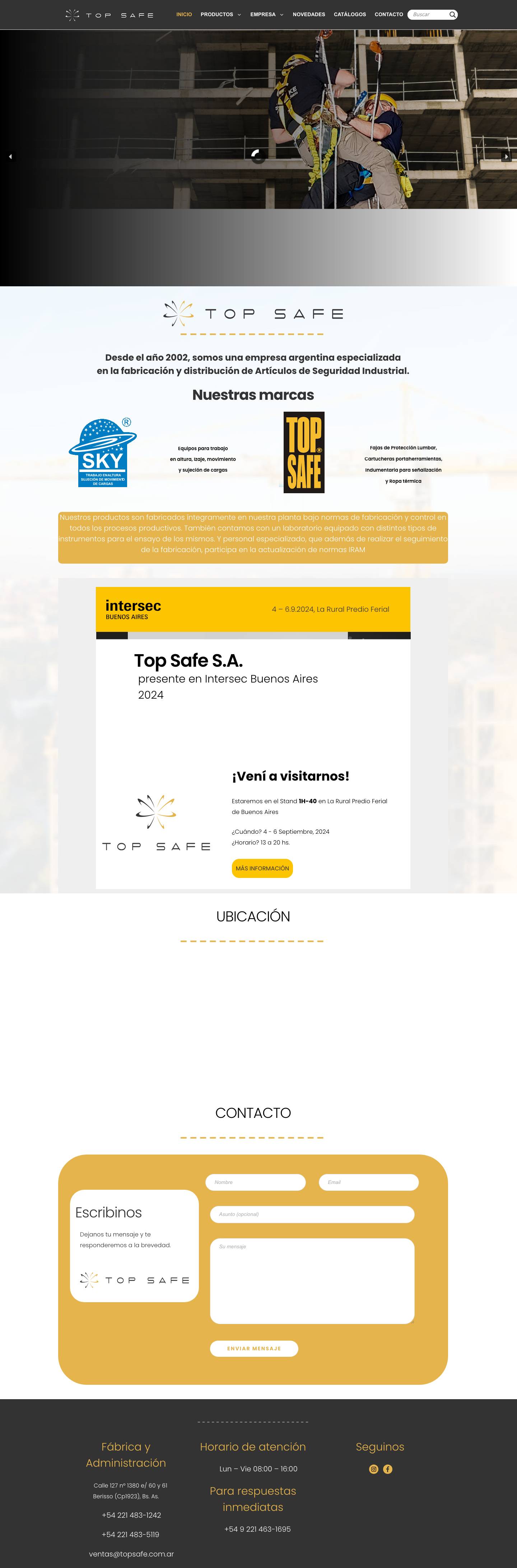 Top Safe - Fabricación y distribución de Artículos de Seguridad Industrial - Full Screenshot