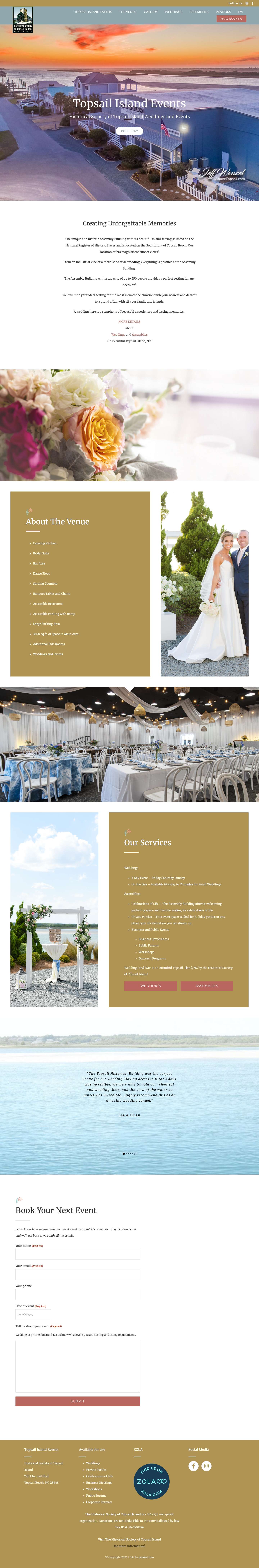Topsail Island Events - Topsail Island Events | Wedding Venue | Event Venue | Topsail Island NC - Full Screenshot
