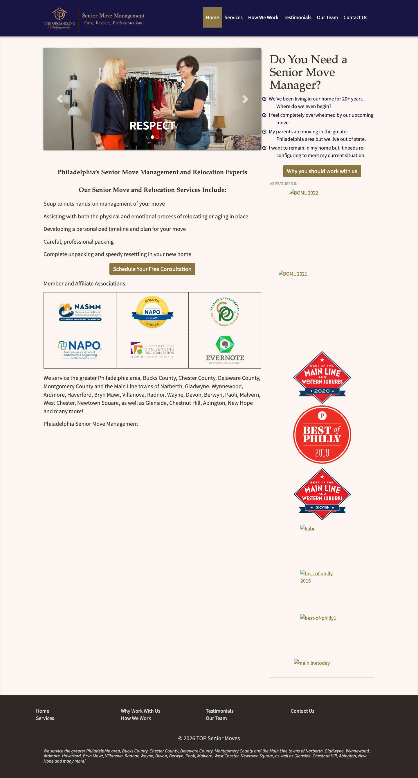 Philadelphia's Senior Move Management - Home - TOP Senior Moves - Full Screenshot