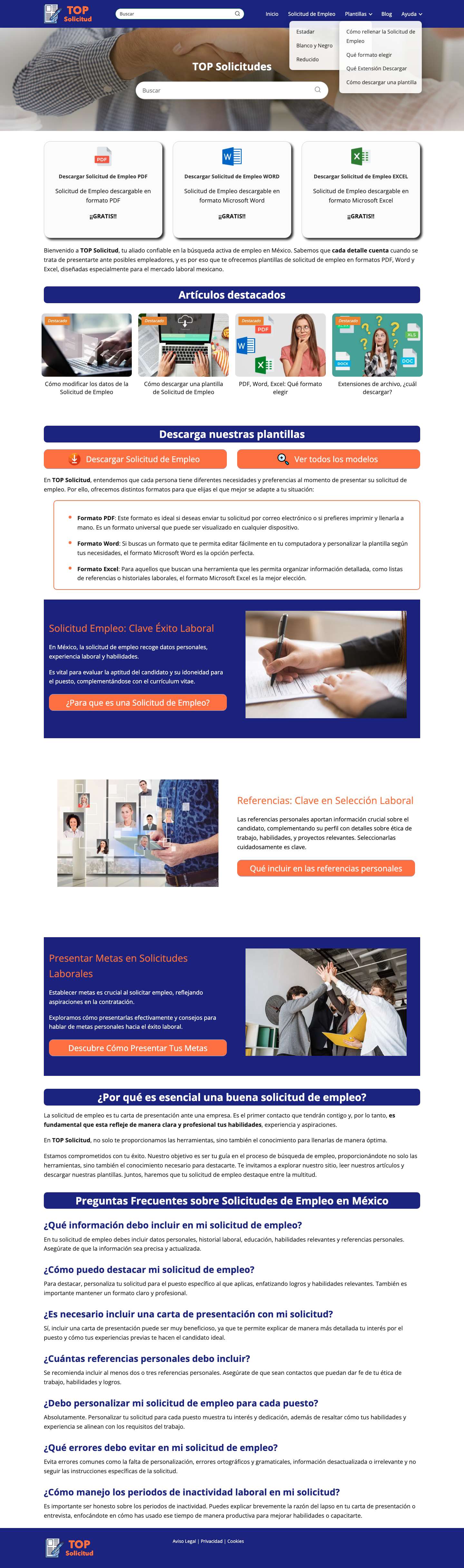 📘 Todo sobre Solicitudes de Empleo: Plantillas, Consejos y Más - Full Screenshot