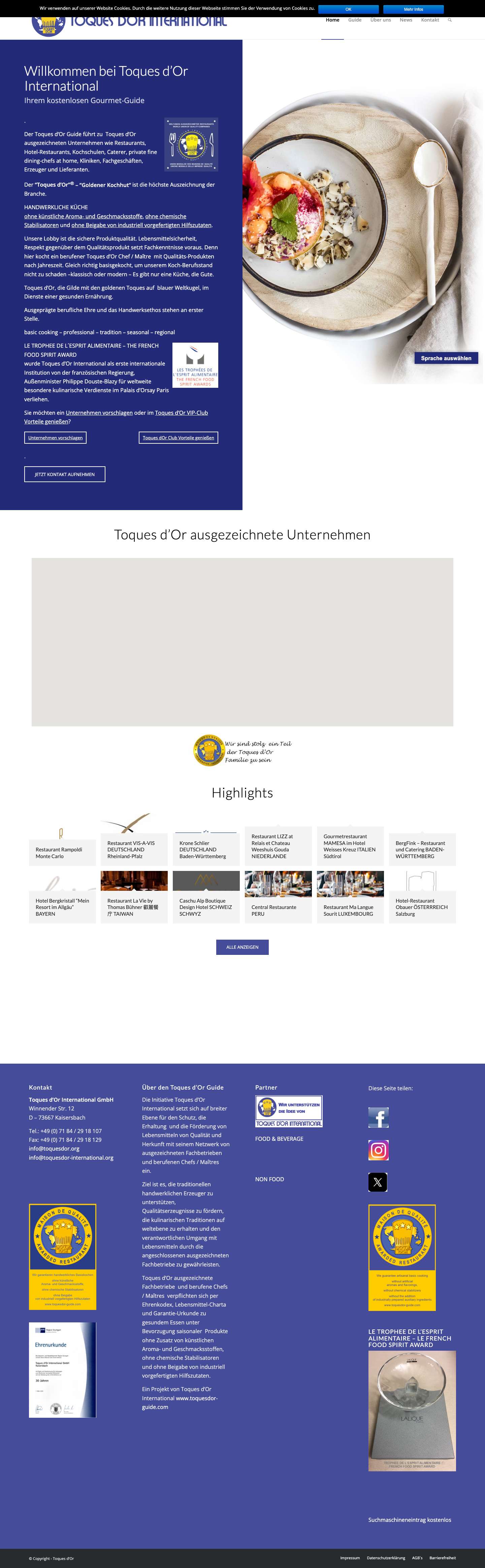 Toques d'Or Guide – Ausgewählte Restaurants der Spitzengastronomie - Full Screenshot